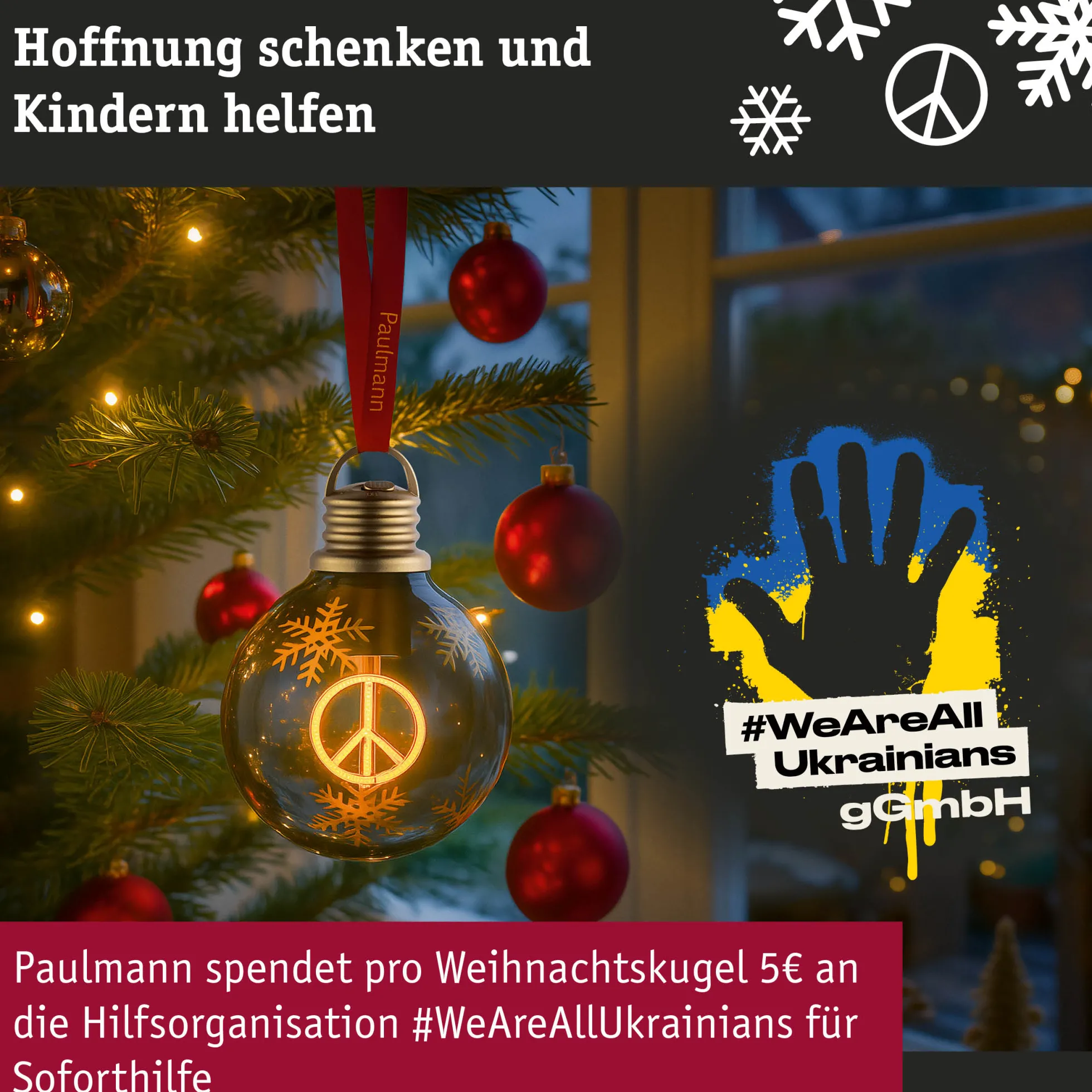 Batterieleuchte - Weihnachtskugel Peace