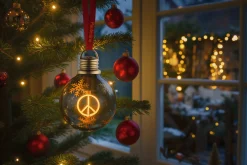 Batterieleuchte - Weihnachtskugel Peace