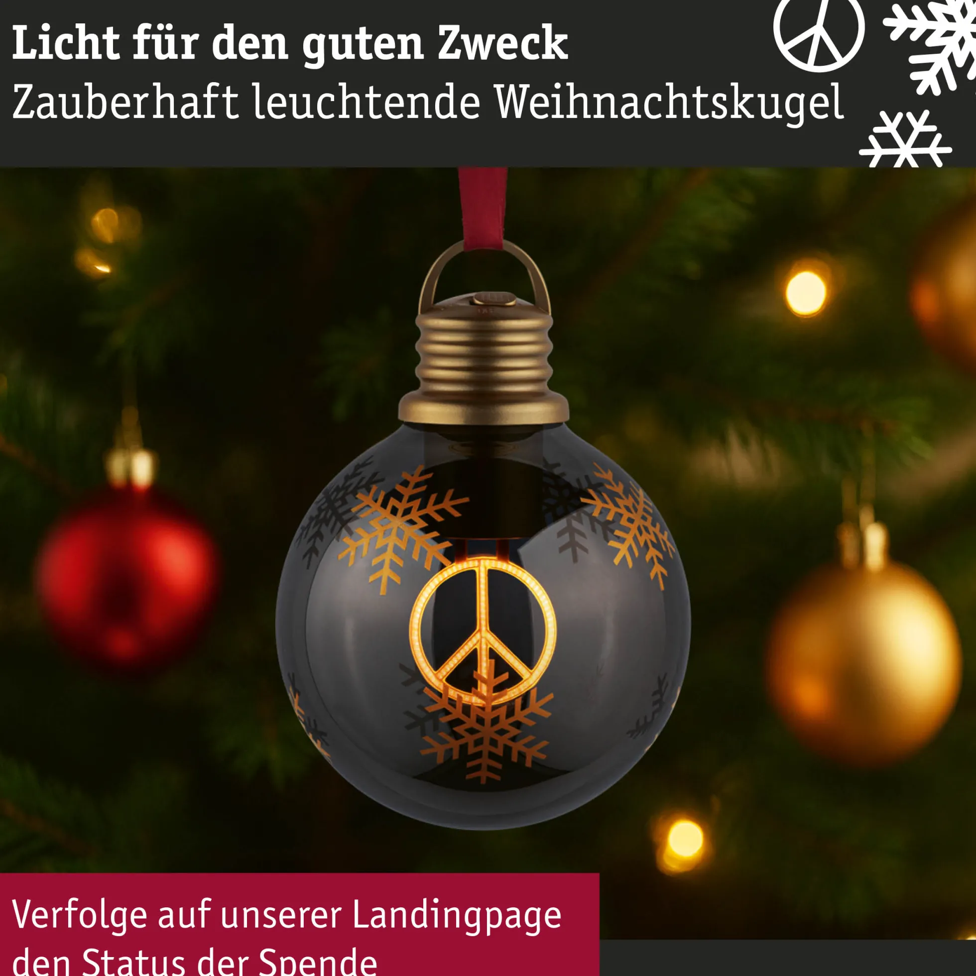 Batterieleuchte - Weihnachtskugel Peace