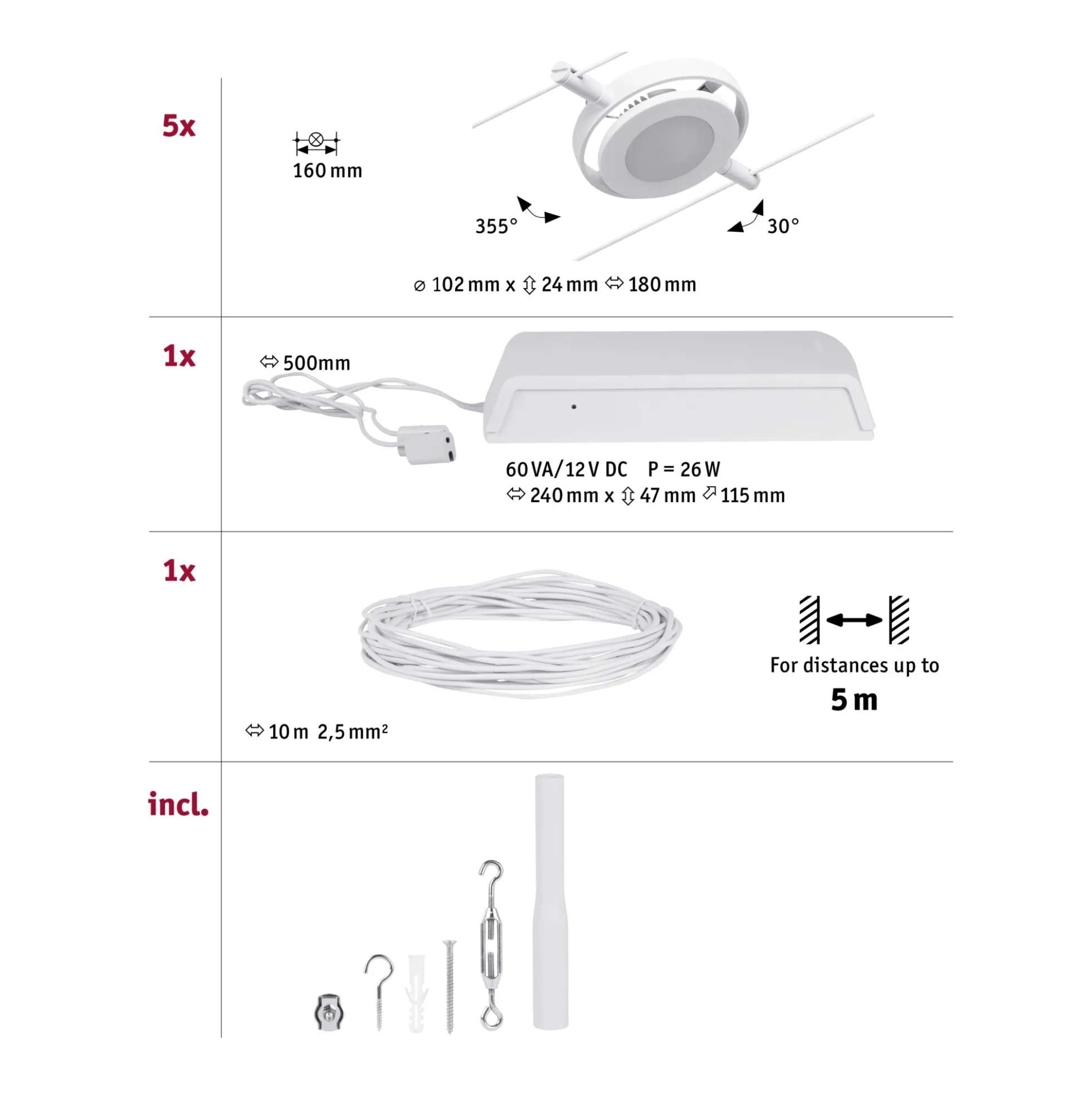 CorDuo LED Seilsystem - RoundMac Basisset