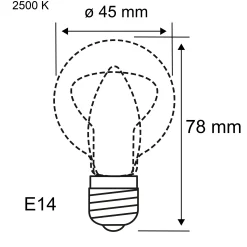 E14 45mm 2500K 4,7W 430lm 230V Gold