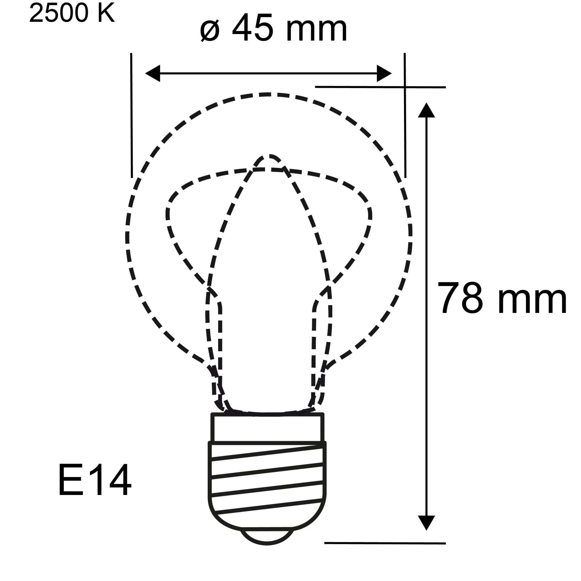 E14 45mm 2500K 4,7W 430lm 230V Gold