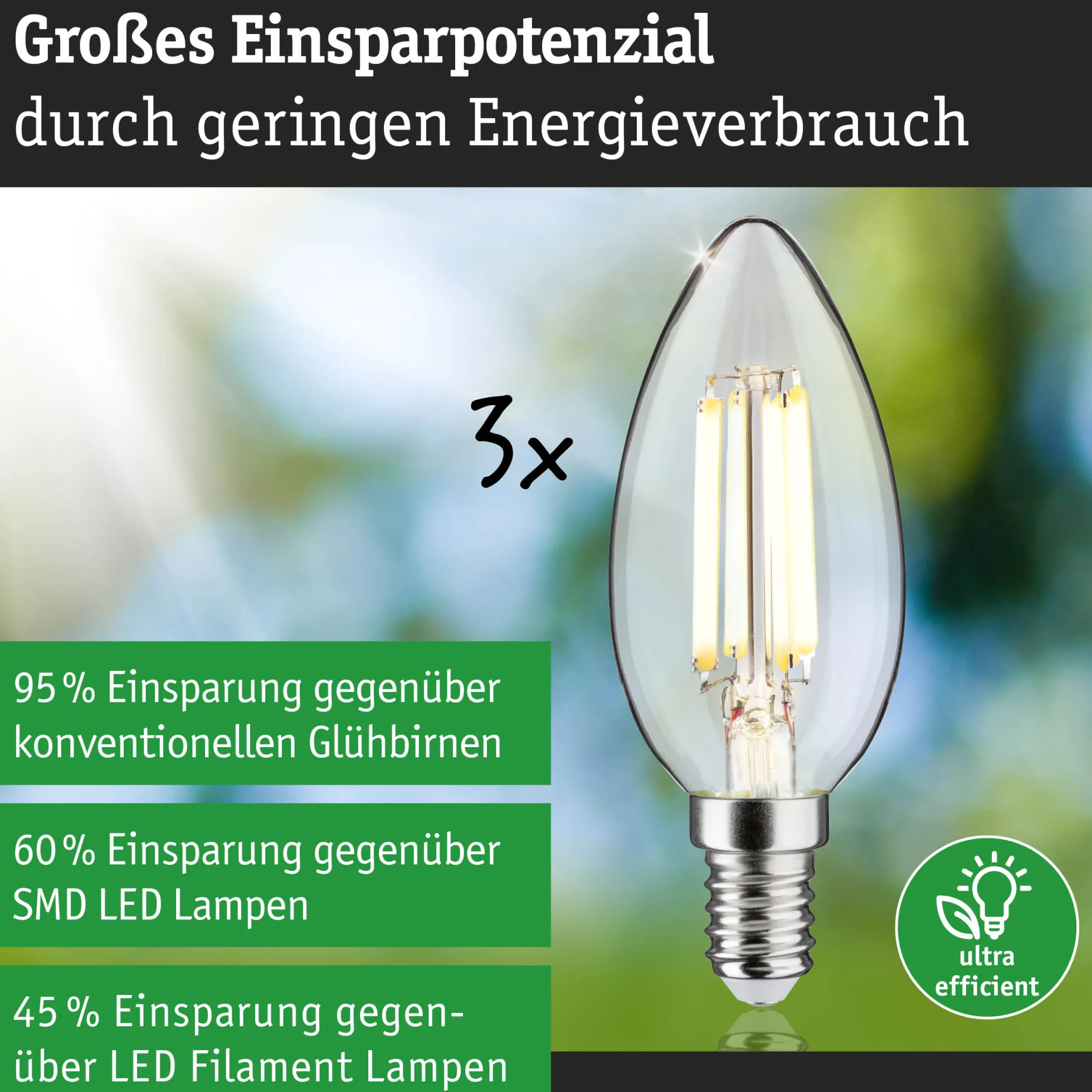 Efficient-Line Filament 230V - LED Kerze E14