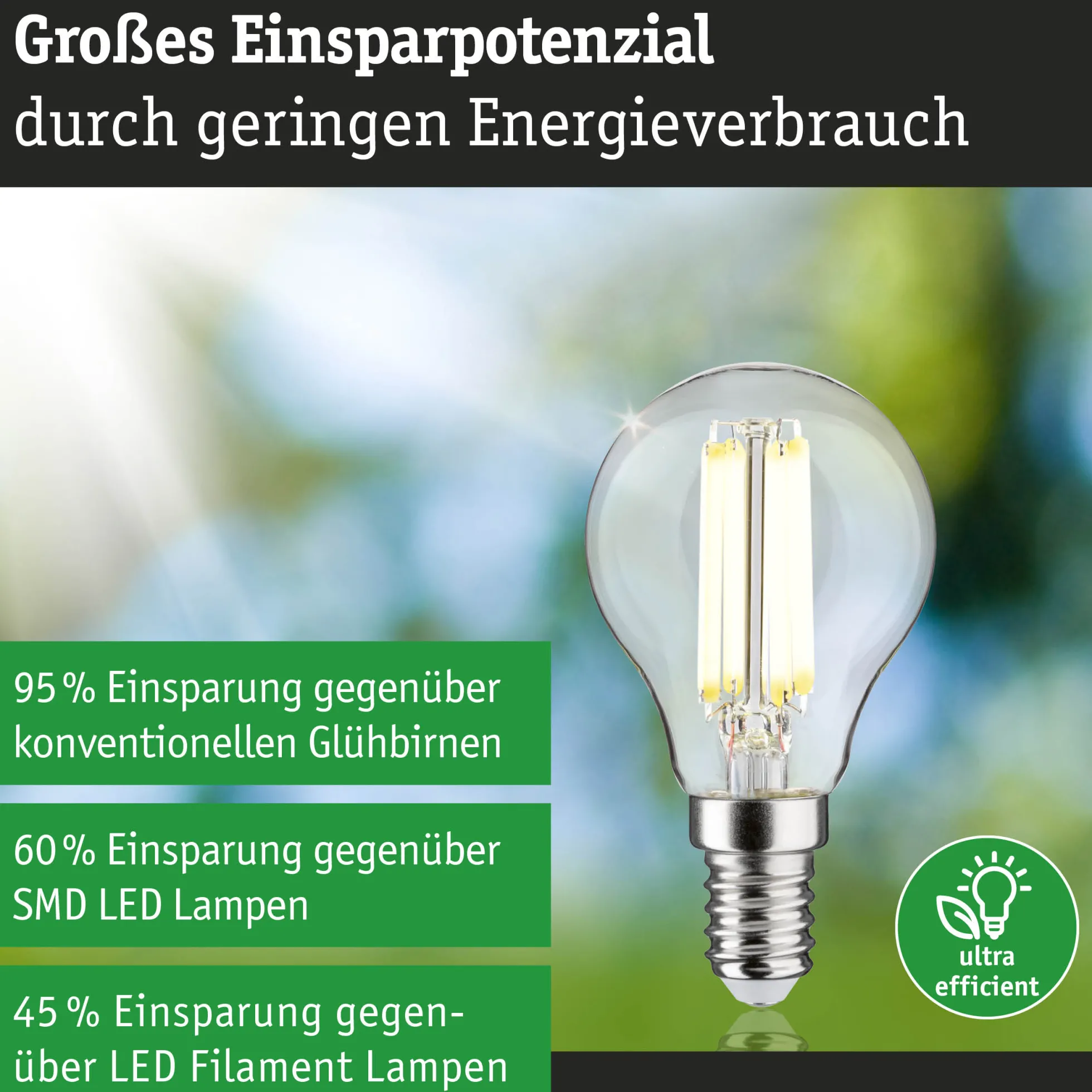 Efficient-Line Filament 230V - LED Tropfen 1er-Set 82mm