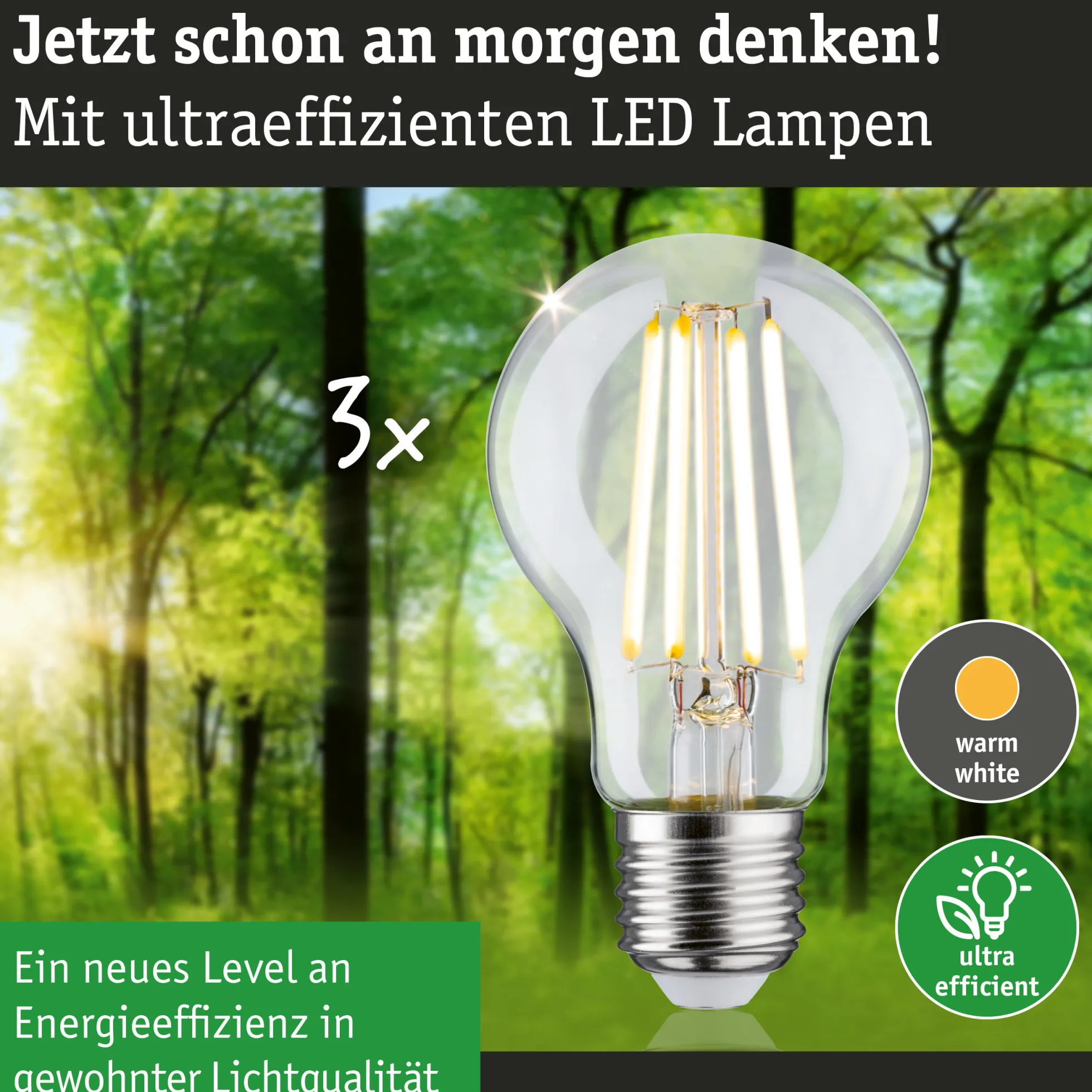Efficient-Line Filament 230V - LED Birne 3er-Set
