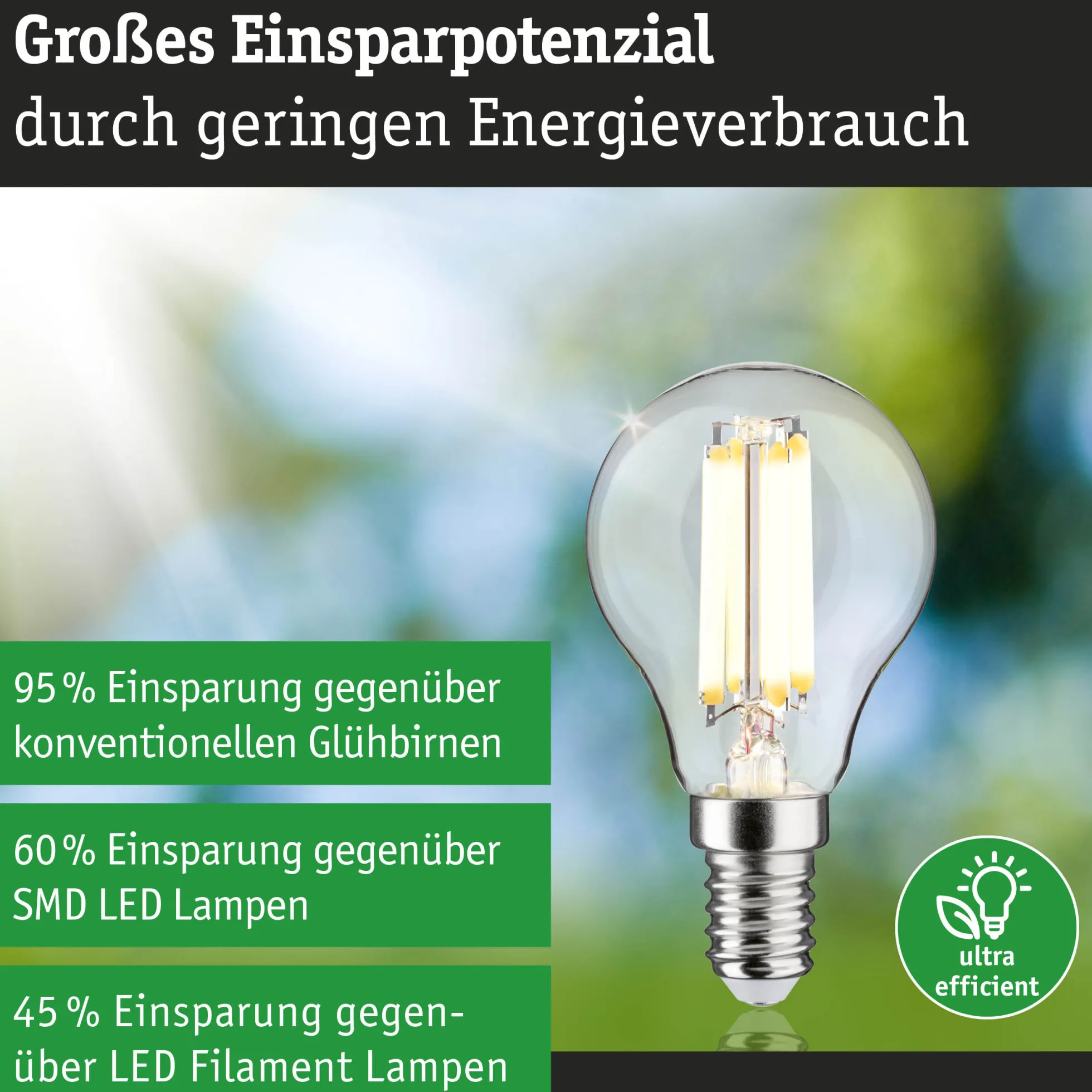 Efficient-Line Filament 230V - LED Tropfen 1er-Set 82mm