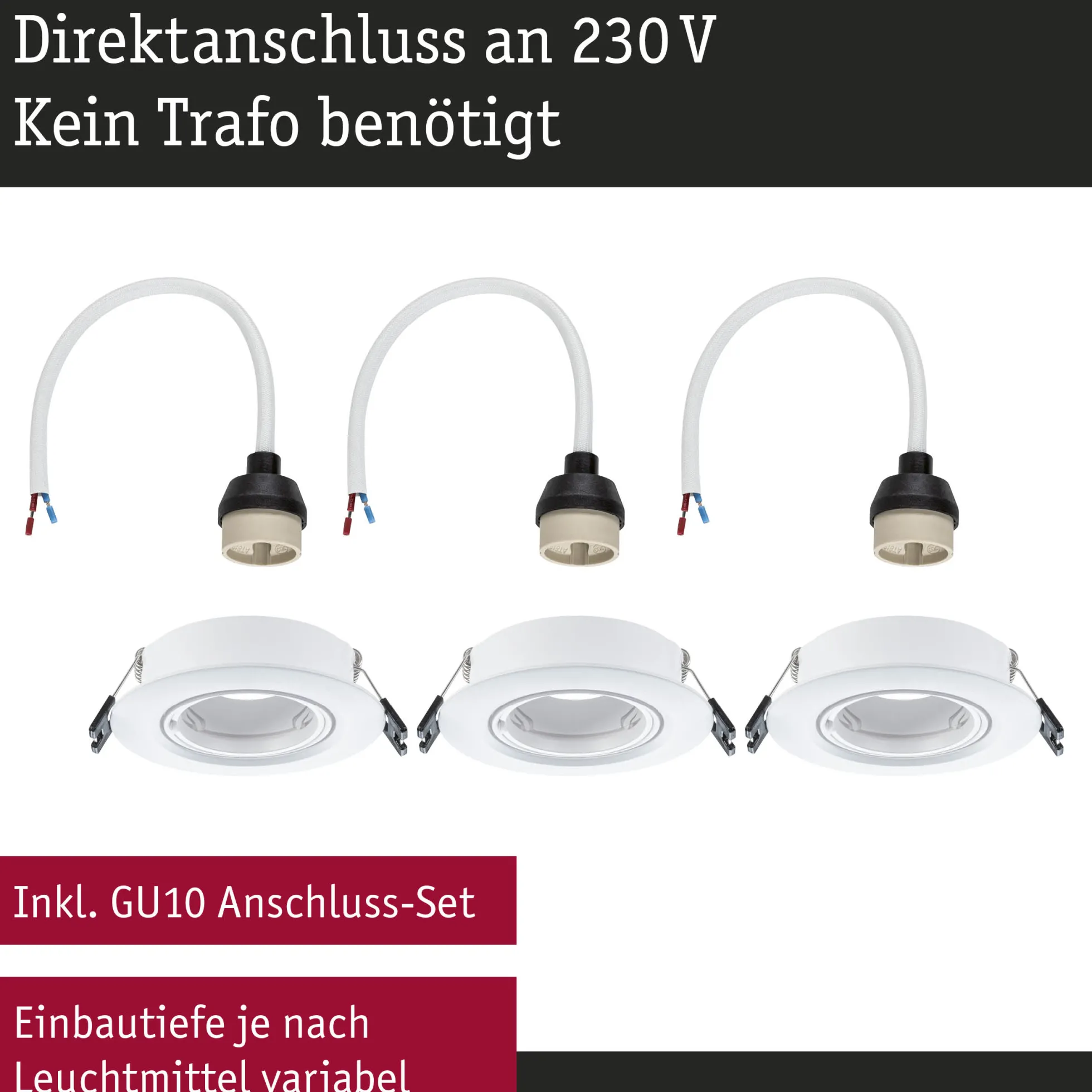 Einbauleuchte - 3er-Set schwenkbar