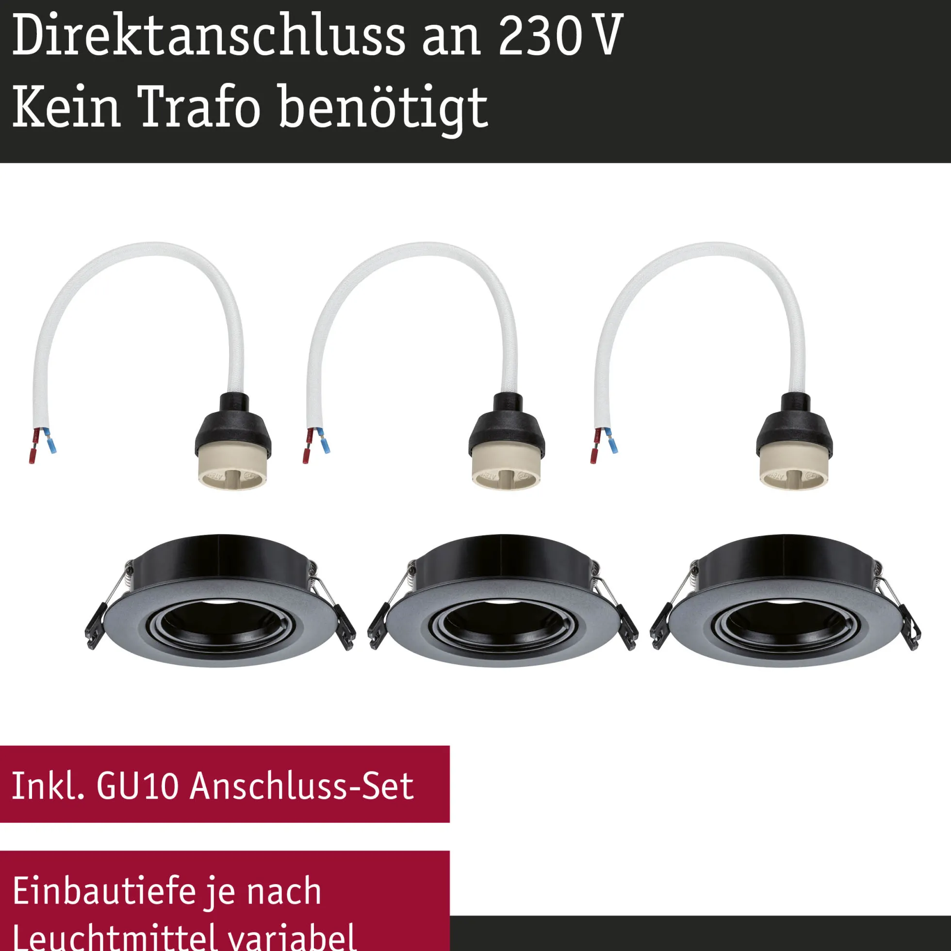 Einbauleuchte - 3er-Set schwenkbar