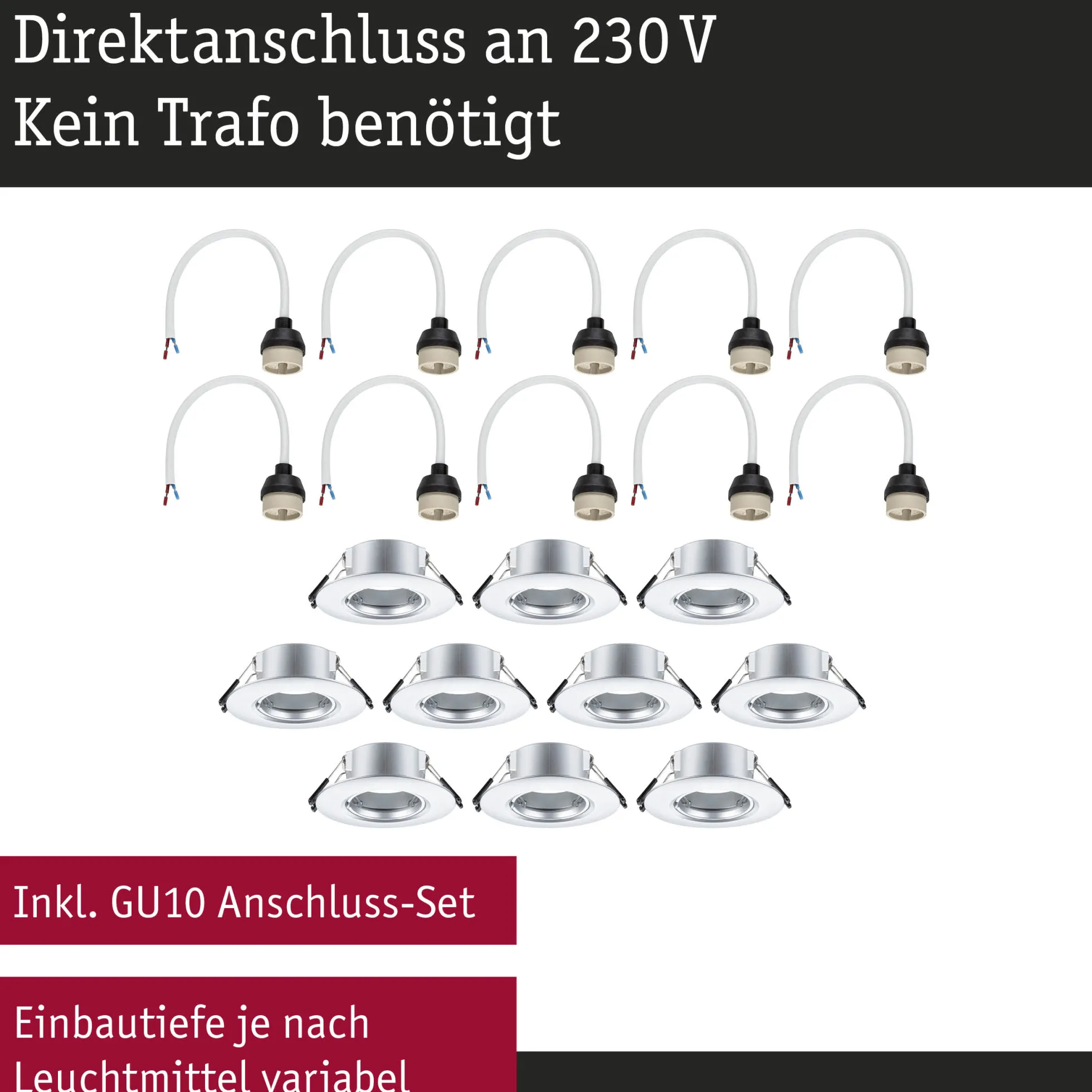 Einbauleuchte - 10er-Set starr