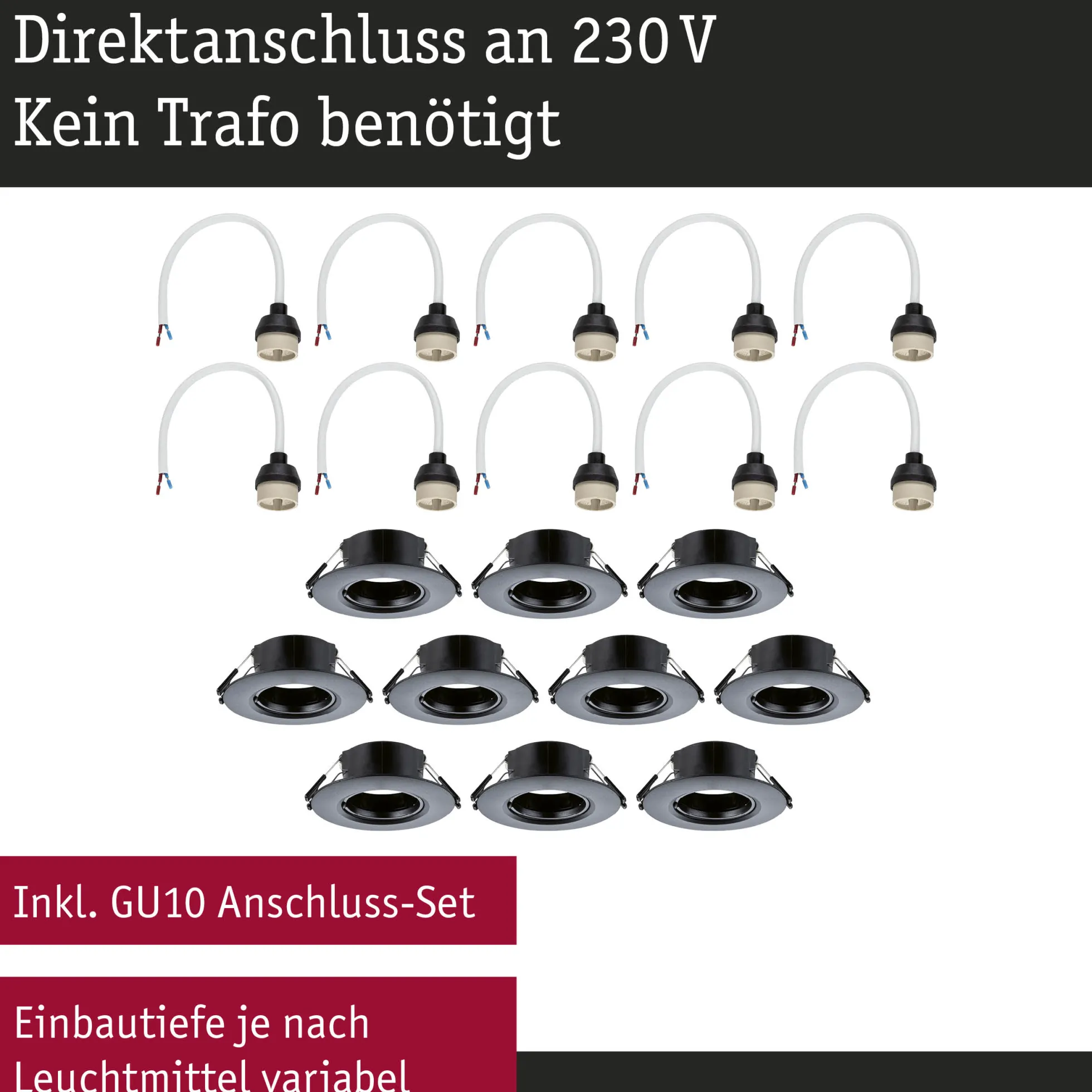 Einbauleuchte - 10er-Set starr