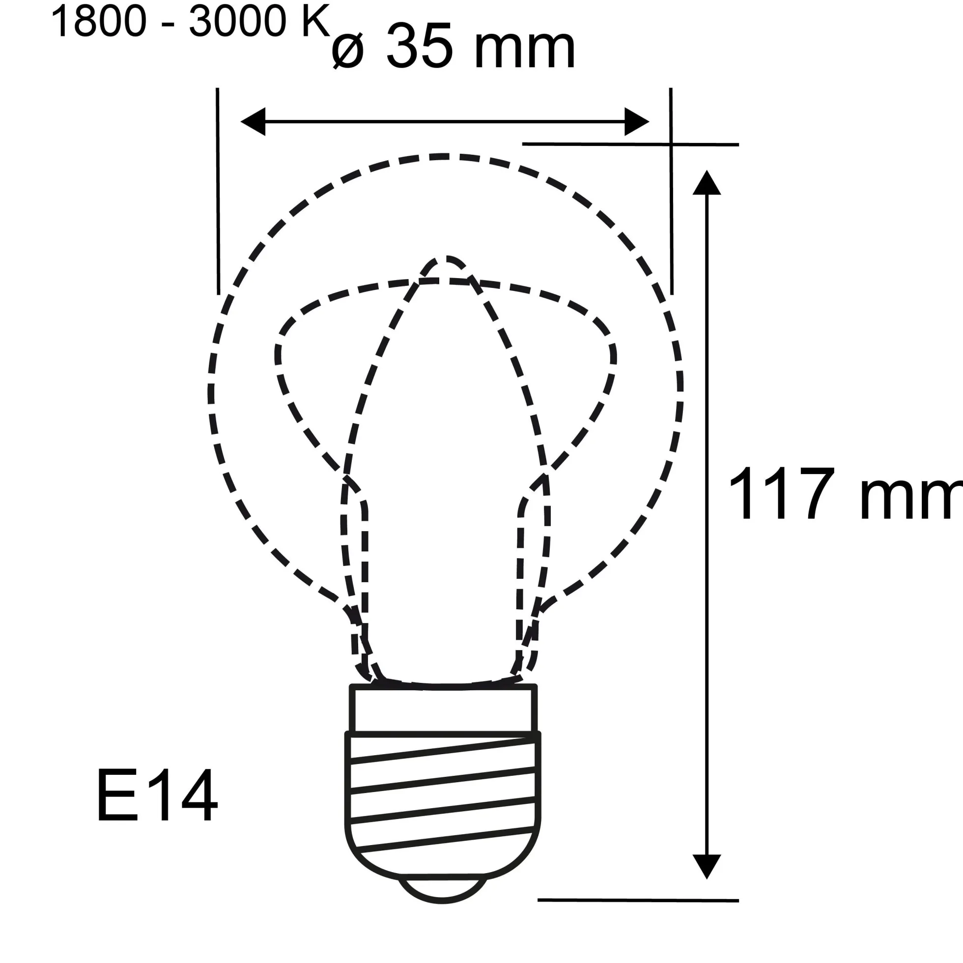 Filament 230V - LED Kerze E14