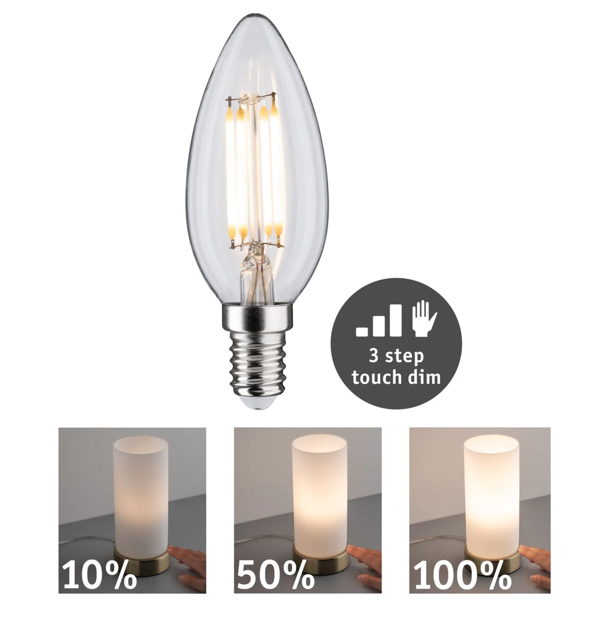 Filament 230V Touch Dim - LED Kerze E14