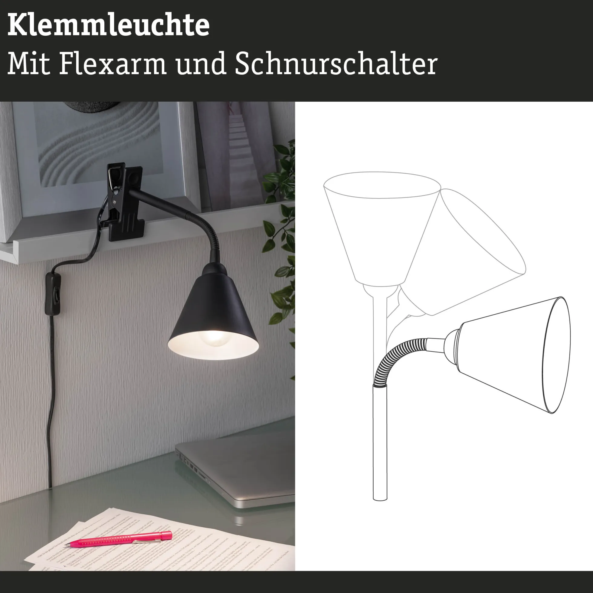 Klemmleuchte - Vitis Flexarm Schnurschalter