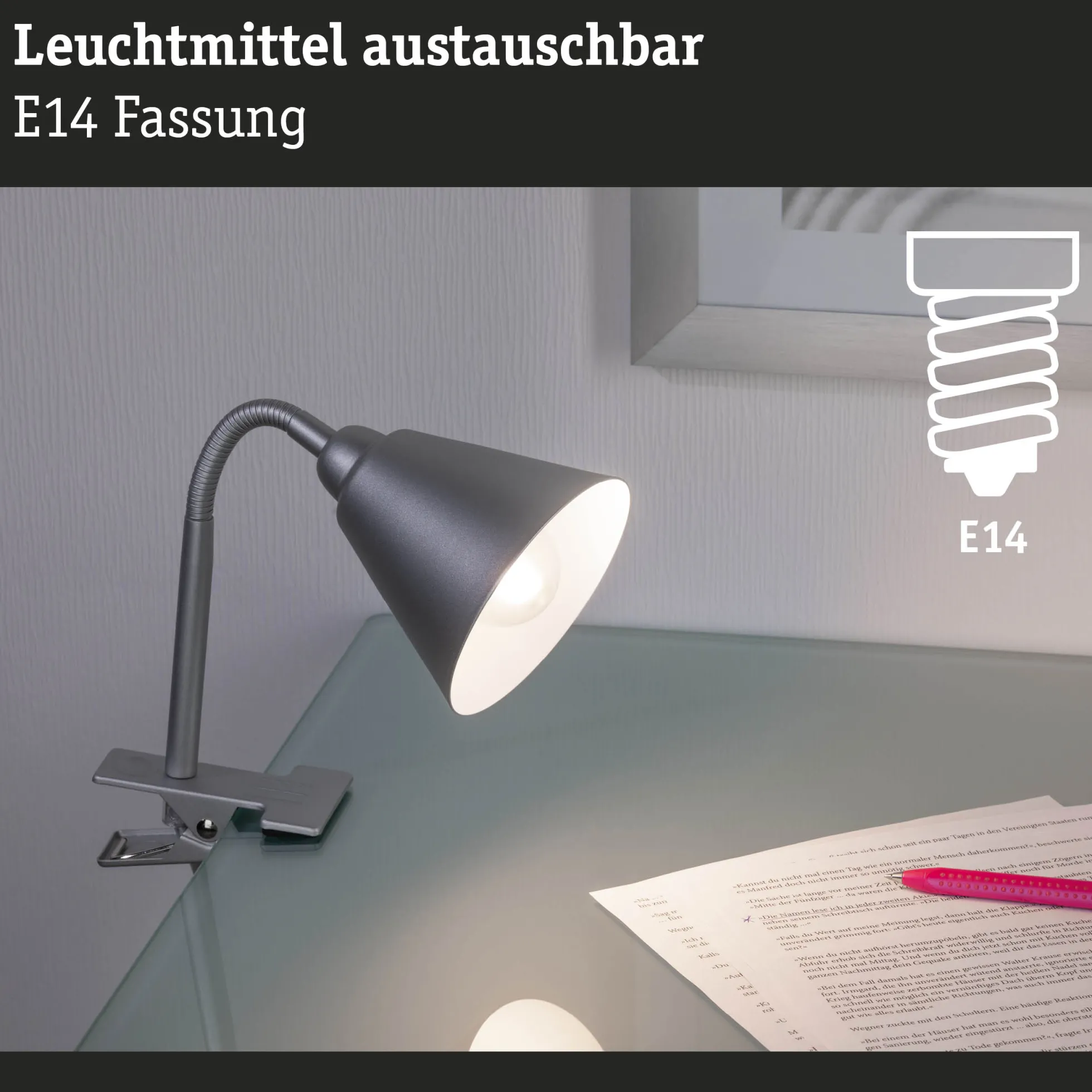 Klemmleuchte - Vitis Flexarm Schnurschalter