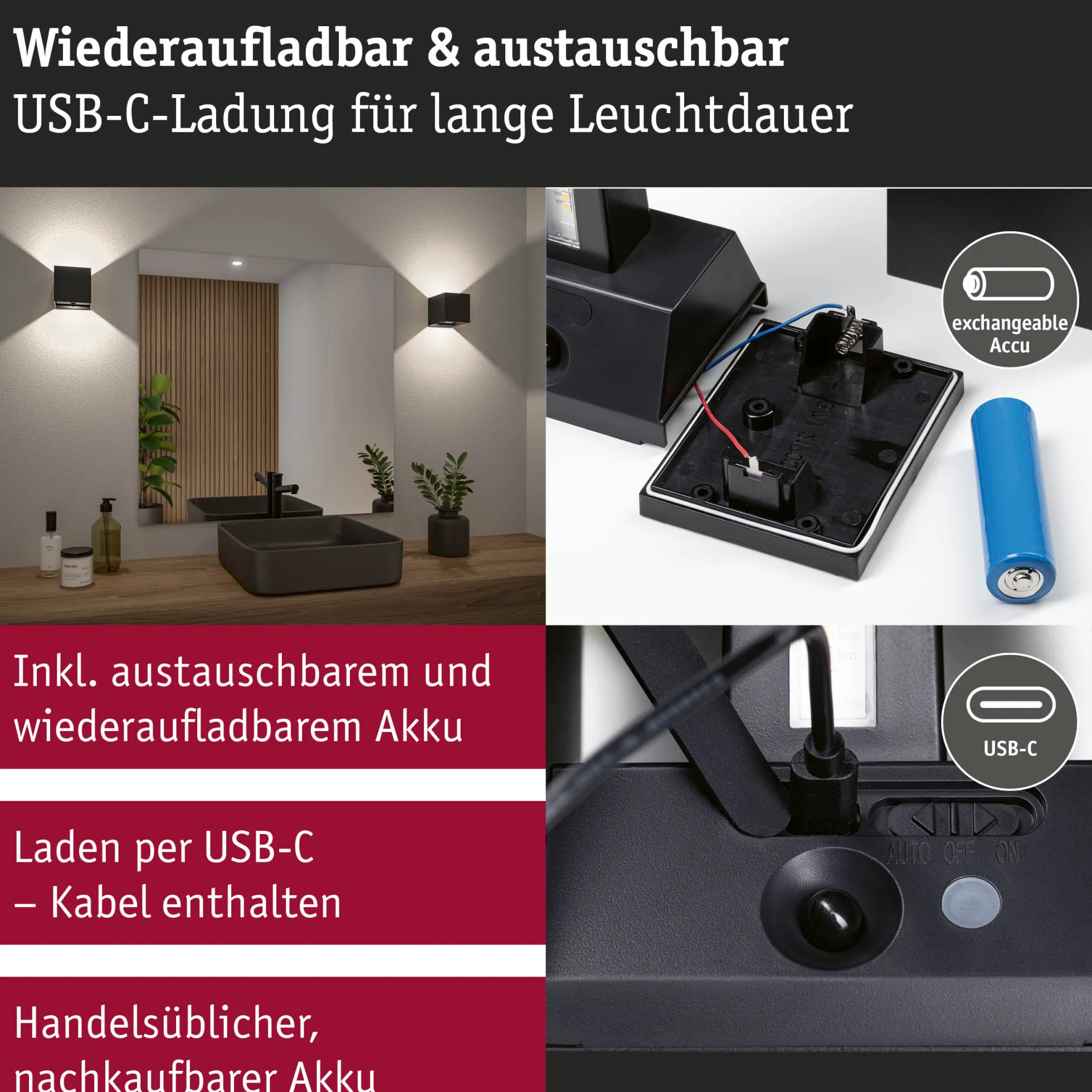LED Akkuwandleuchte - Nyara