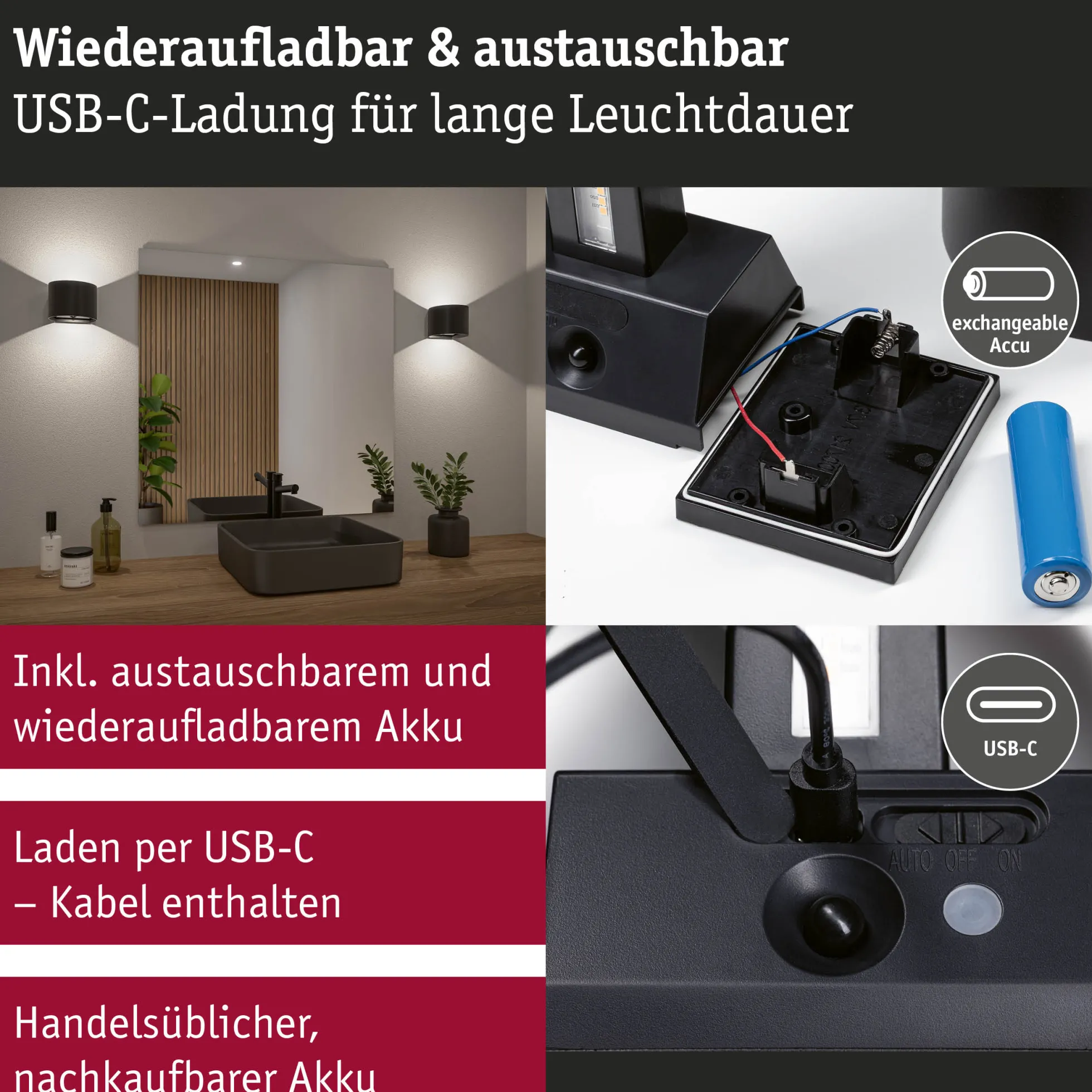LED Akkuwandleuchte - Nyora