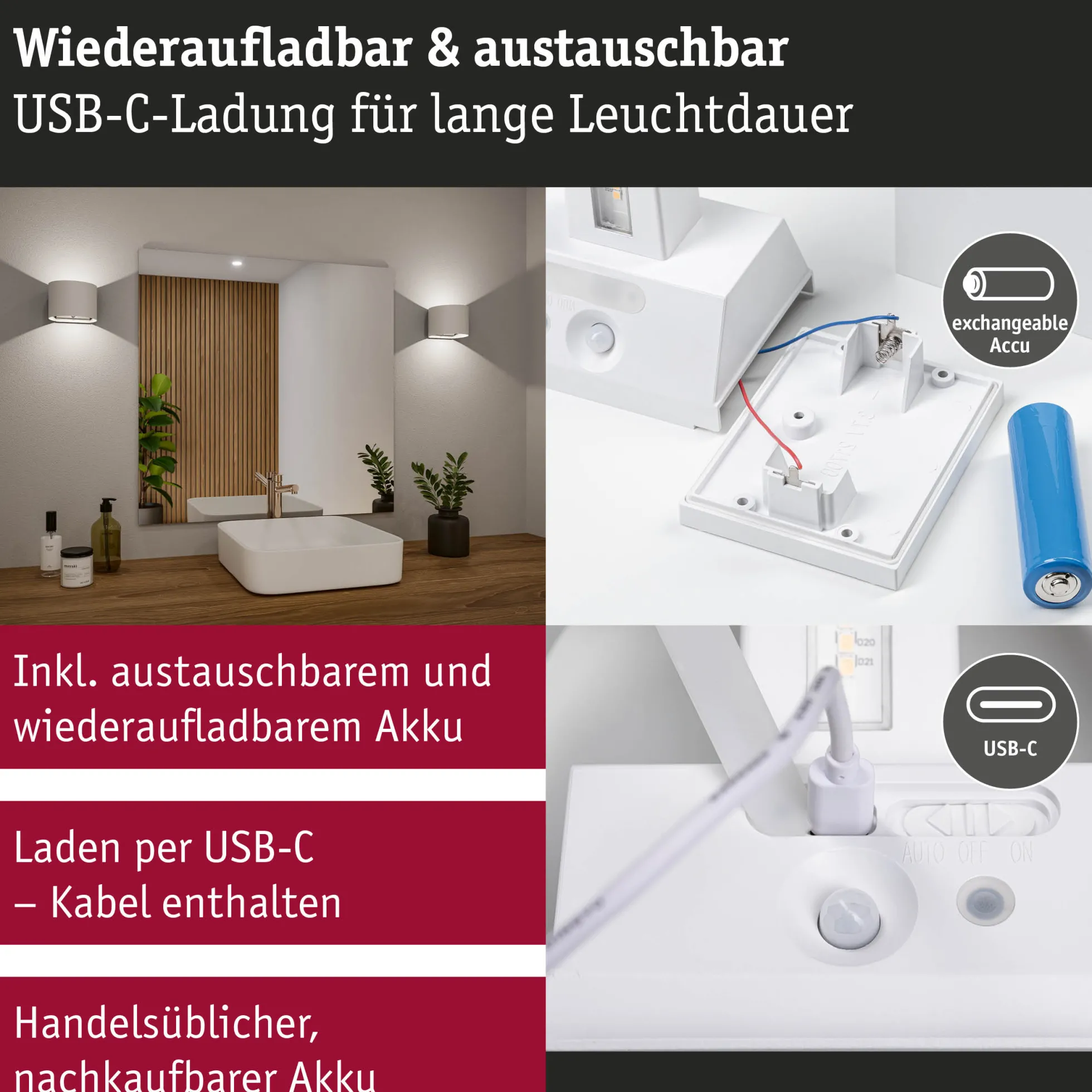 LED Akkuwandleuchte - Nyora
