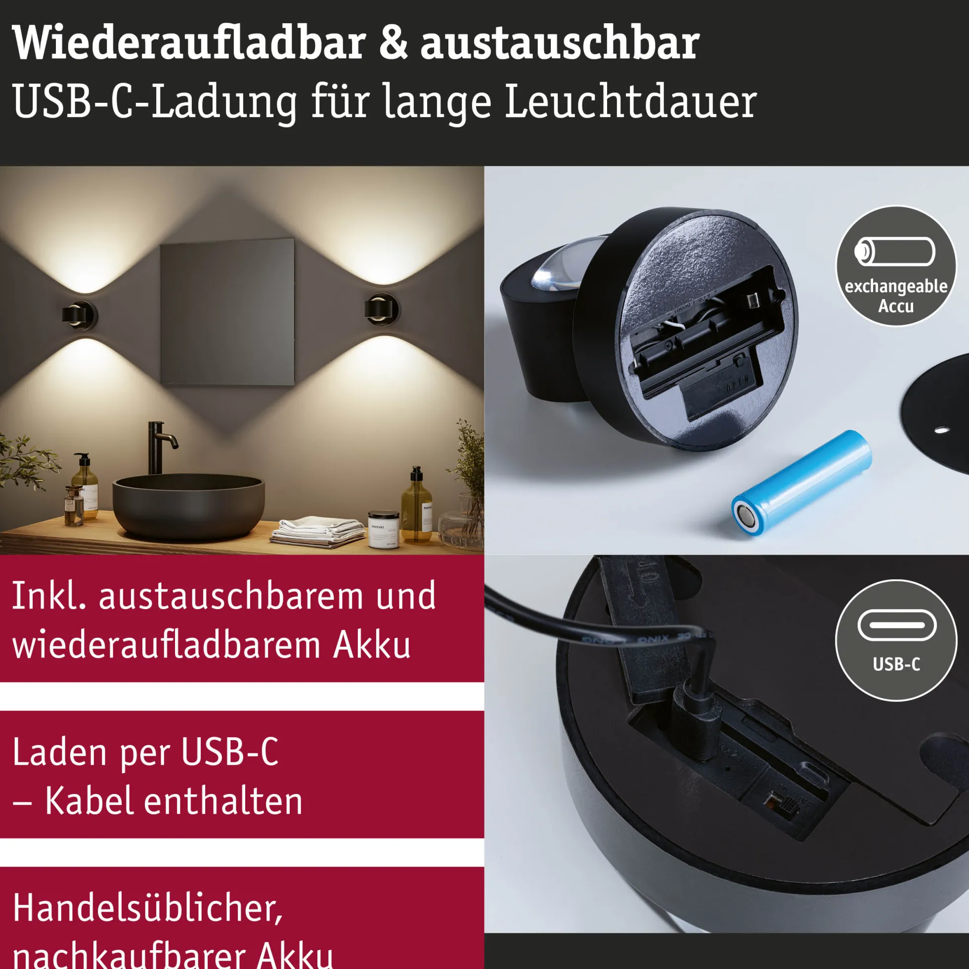 LED Akkuwandleuchte - Zorik