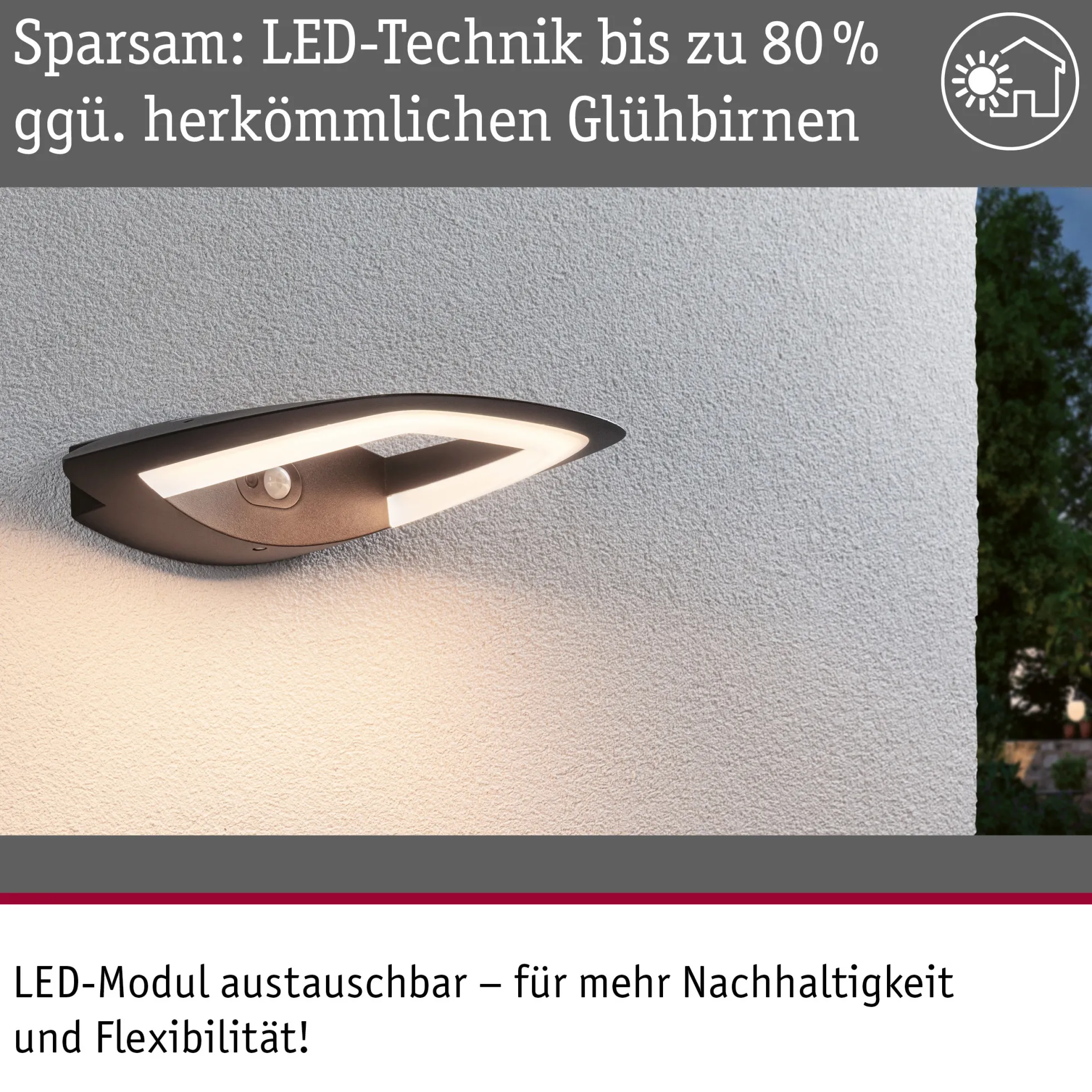 LED Außenwandleuchte - Akena Dämmerungsgesteuerter Bewegungsmelder (IR)