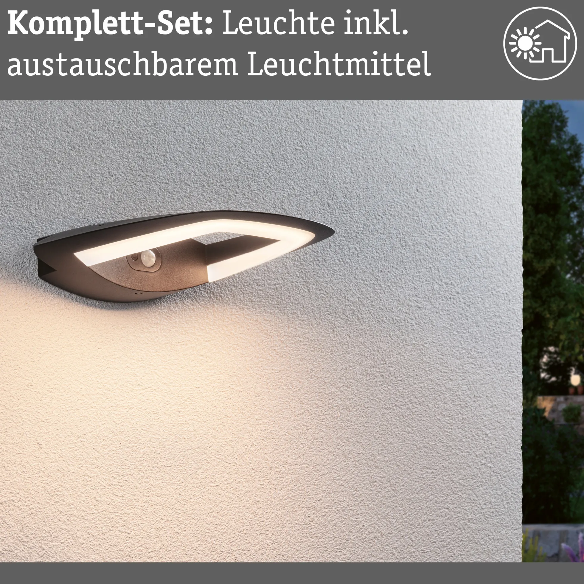 LED Außenwandleuchte - Akena Dämmerungsgesteuerter Bewegungsmelder (IR)