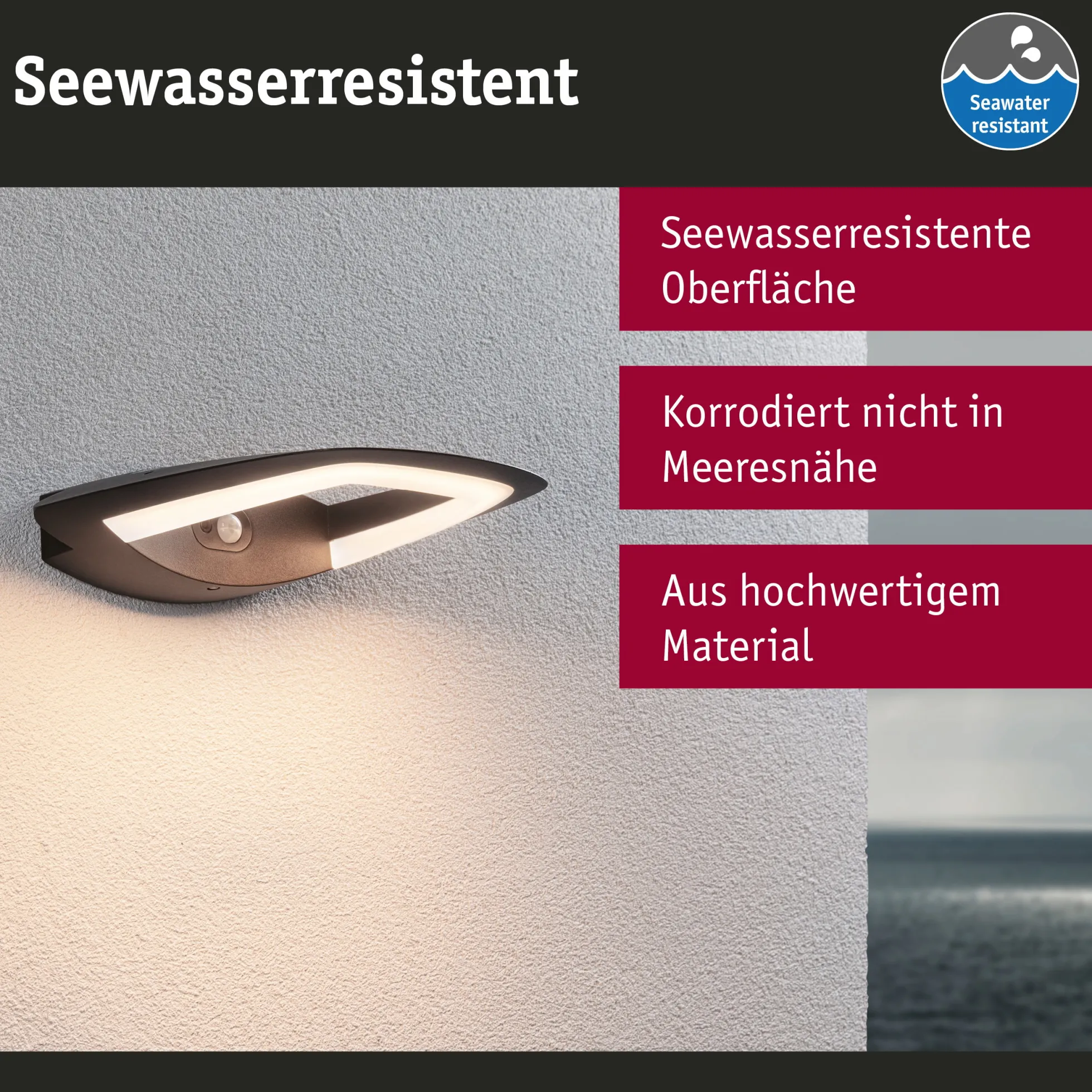 LED Außenwandleuchte - Akena Dämmerungsgesteuerter Bewegungsmelder (IR)