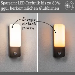 LED Außenwandleuchte - Bonnie Dämmerungsgesteuerter Bewegungsmelder (IR) insektenfreundlich und seewasserresistent