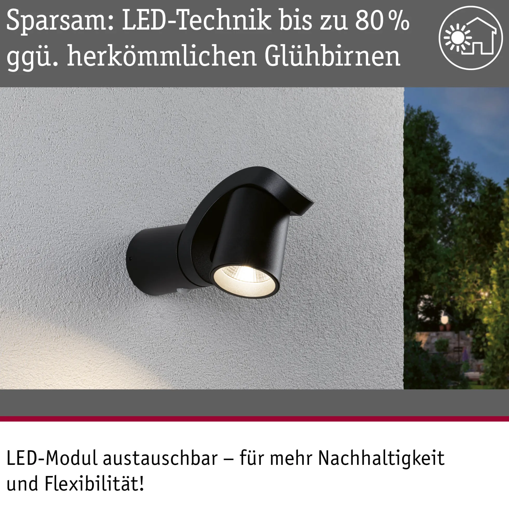 LED Außenwandleuchte - Cuff Dämmerungsgesteuerter Bewegungsmelder (IR)