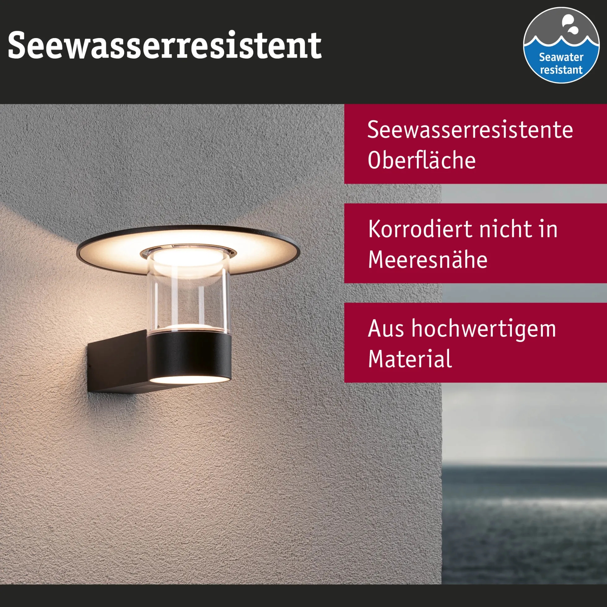 LED Außenwandleuchte - Sienna Dämmerungsgesteuerter Bewegungsmelder (HF) seewasserresistent