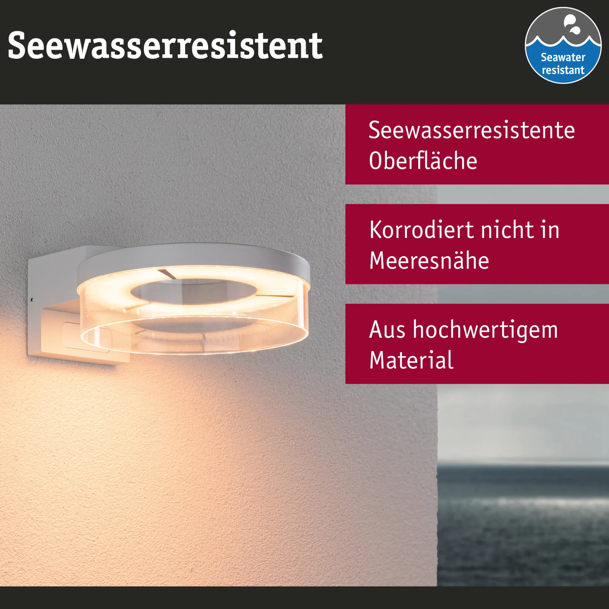 LED Außenwandleuchte Smart Home Zigbee 3.0 - Capera Dämmerungsgesteuerter Bewegungsmelder (IR) insektenfreundlich