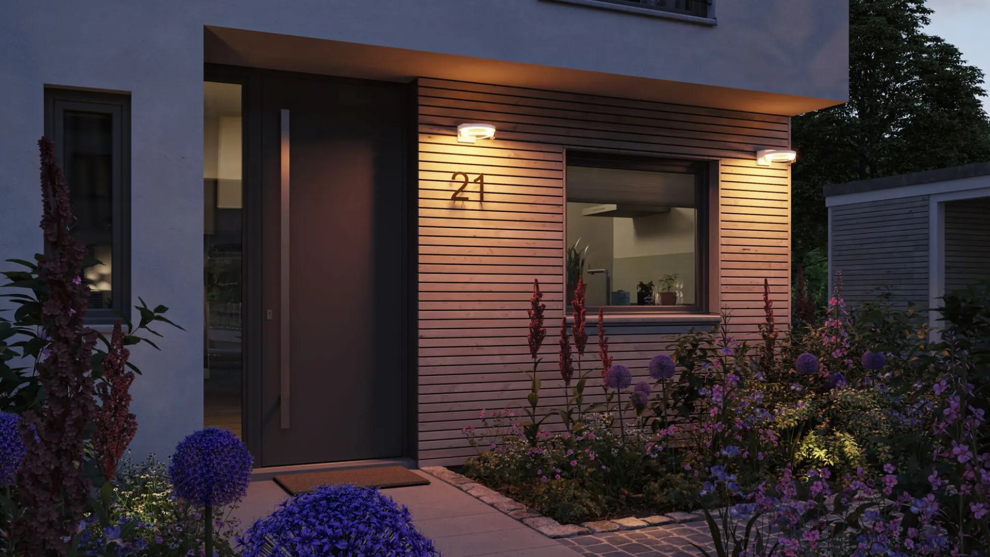 LED Außenwandleuchte Smart Home Zigbee 3.0 - Capera Dämmerungsgesteuerter Bewegungsmelder (IR) insektenfreundlich