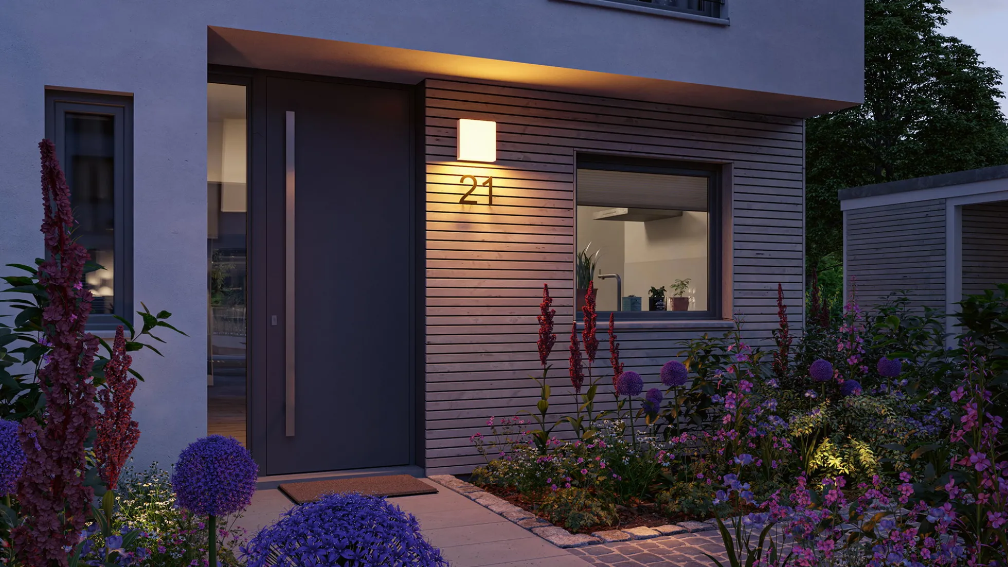 LED Außenwandleuchte Smart Home Zigbee 3.0 - Azalena Dämmerungsgesteuerter Bewegungsmelder (HF) insektenfreundlich