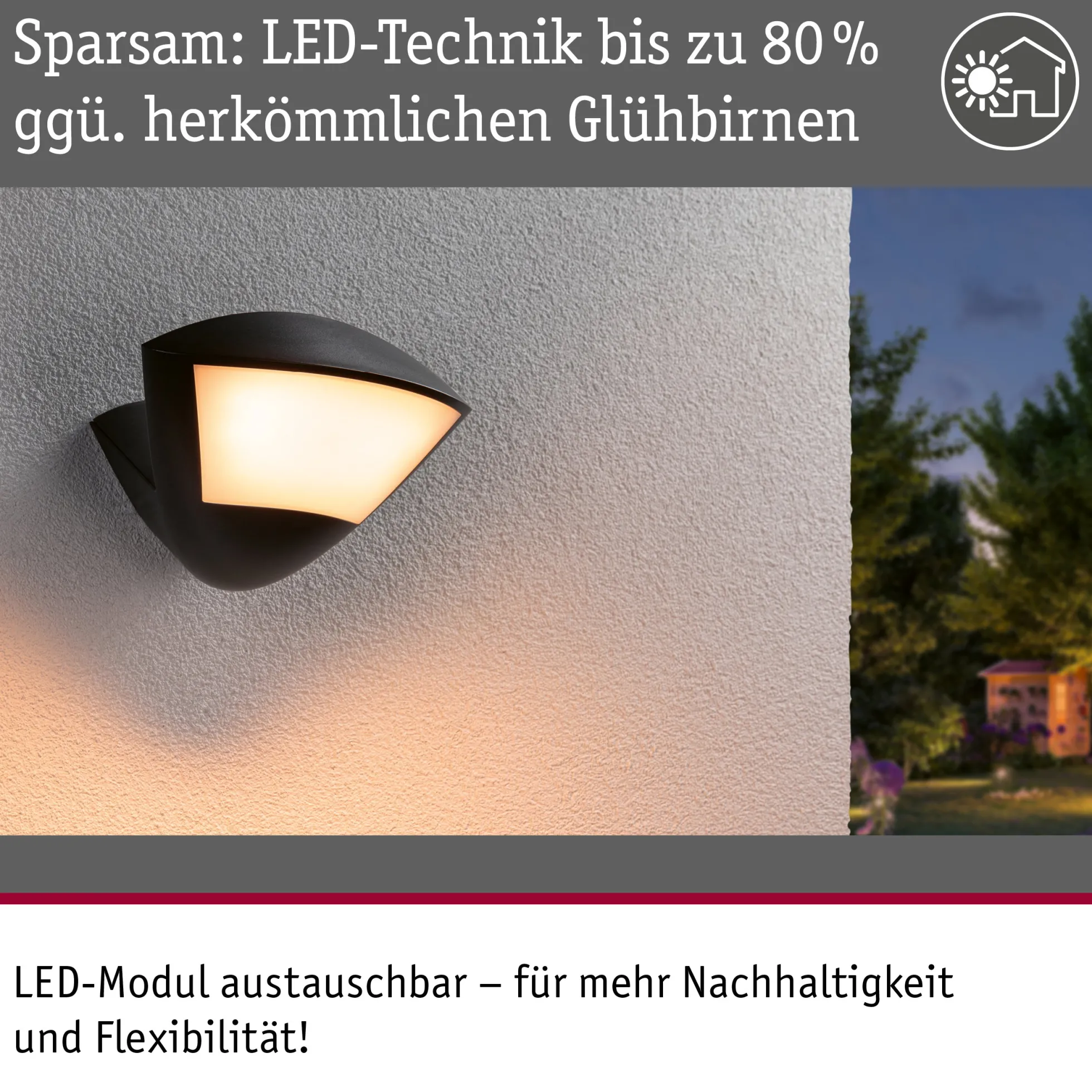 LED Außenwandleuchte Smart Home Zigbee 3.0 - Skyla Dämmerungsgesteuerter Bewegungsmelder (IR) insektenfreundlich