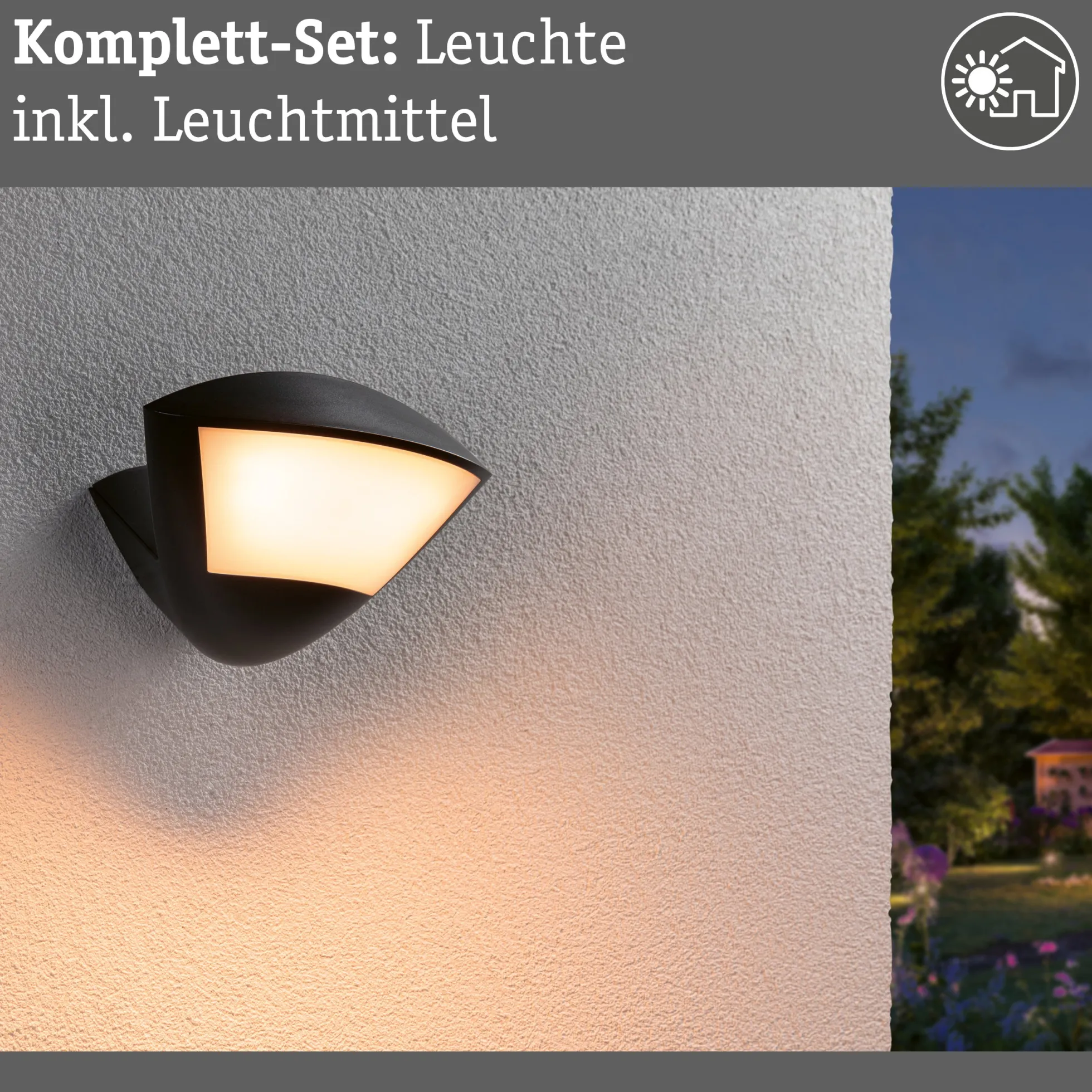 LED Außenwandleuchte Smart Home Zigbee 3.0 - Skyla Dämmerungsgesteuerter Bewegungsmelder (IR) insektenfreundlich
