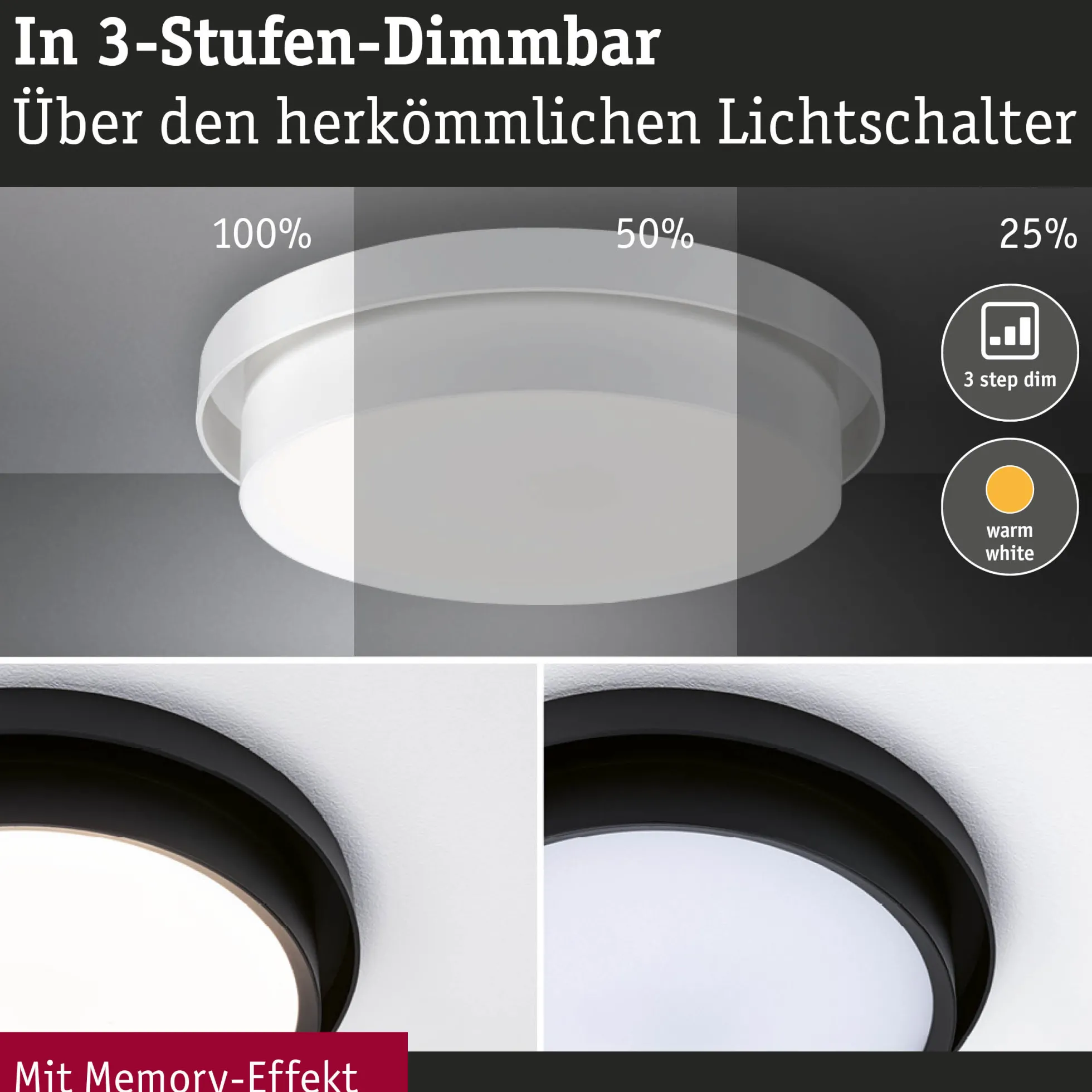 LED Deckenleuchte 3-Step-Dim - Malik