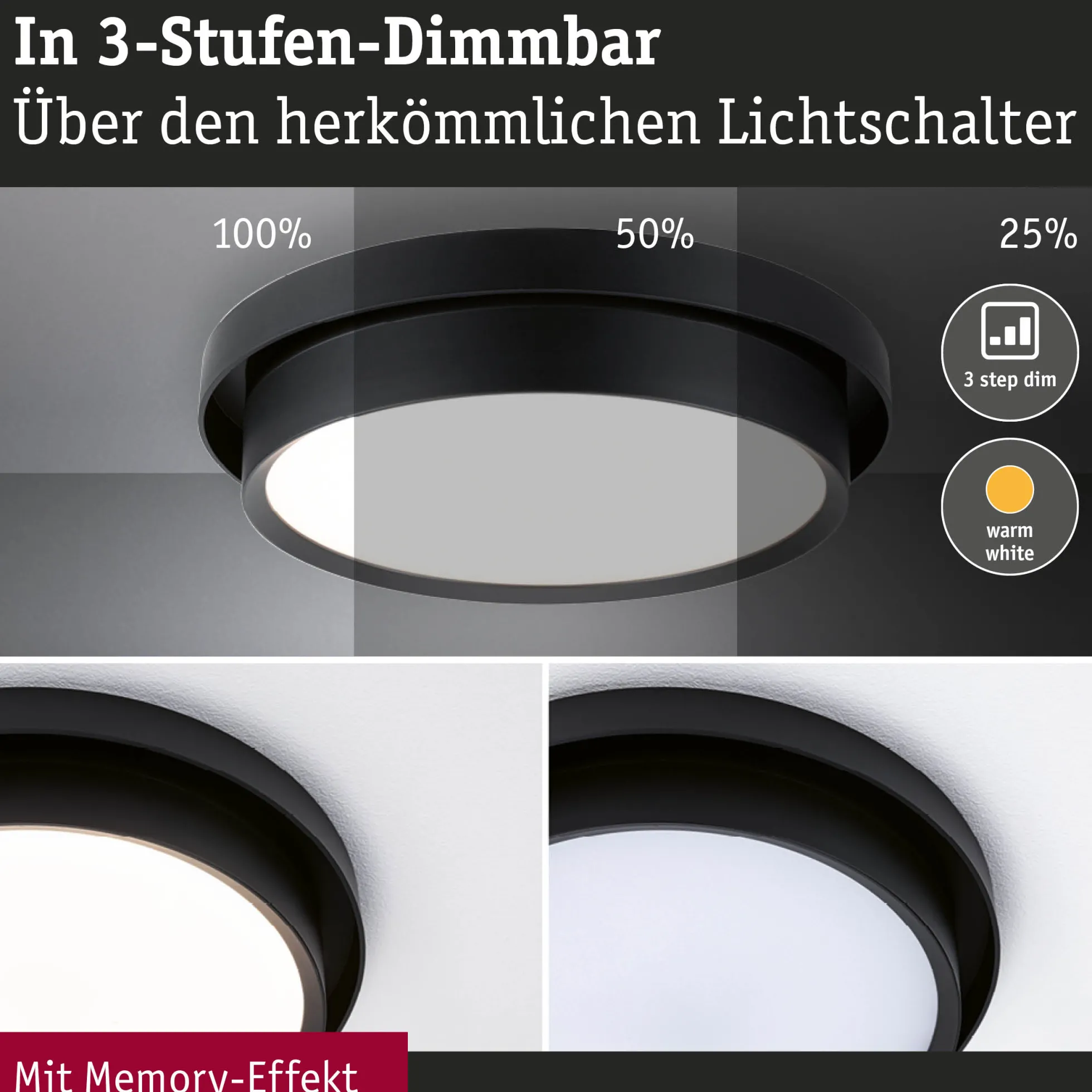LED Deckenleuchte 3-Step-Dim - Malik