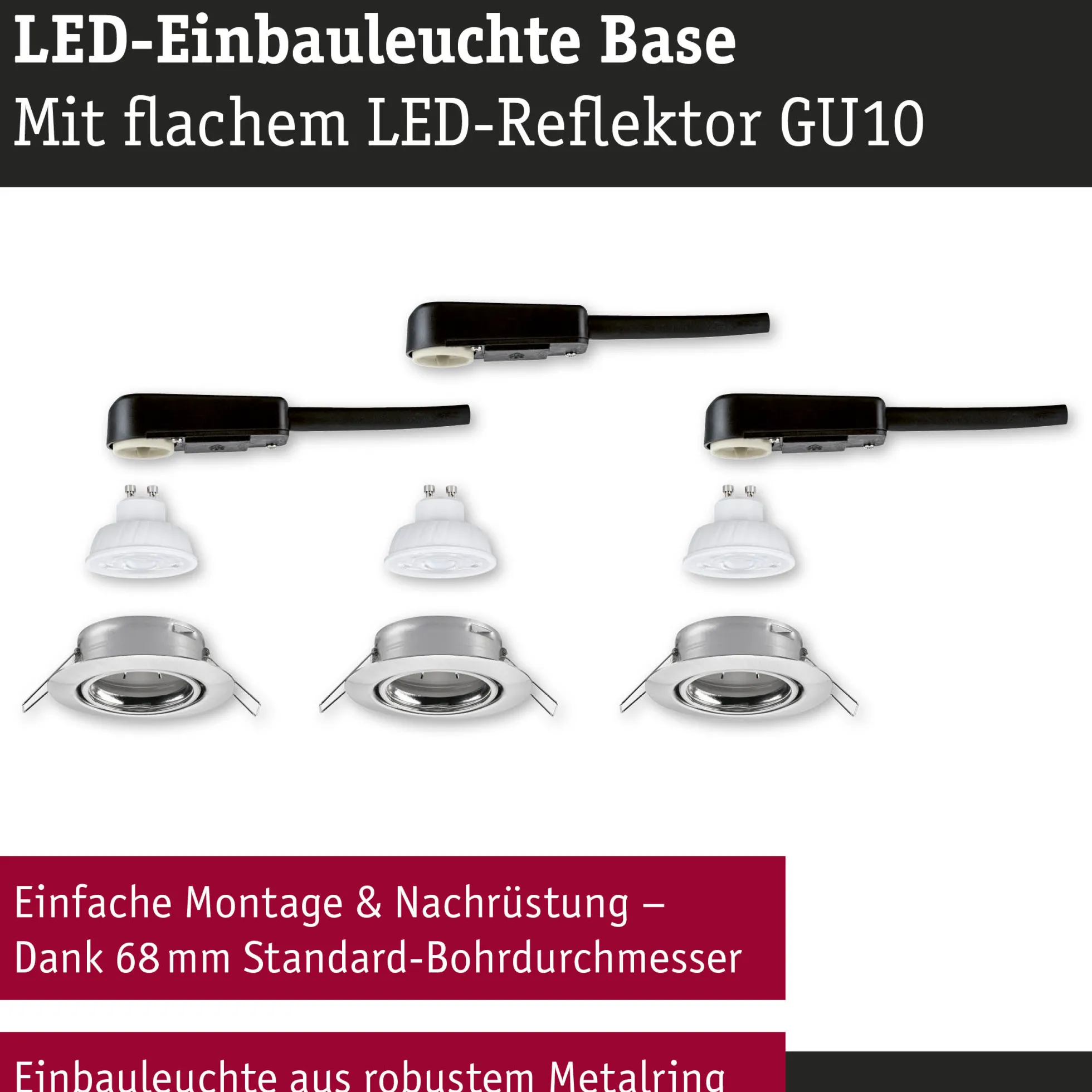 LED Einbauleuchte - Base GU10 Flat schwenkbar