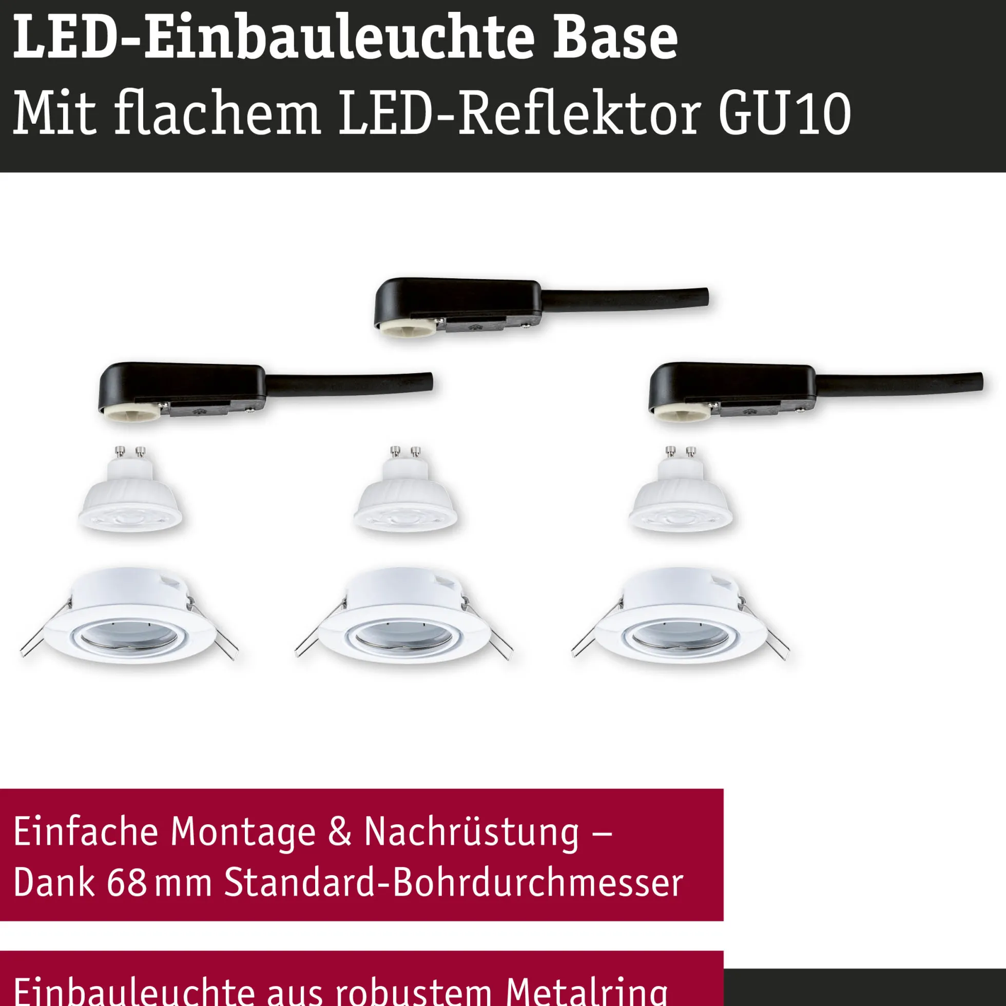 LED Einbauleuchte - Base GU10 Flat schwenkbar