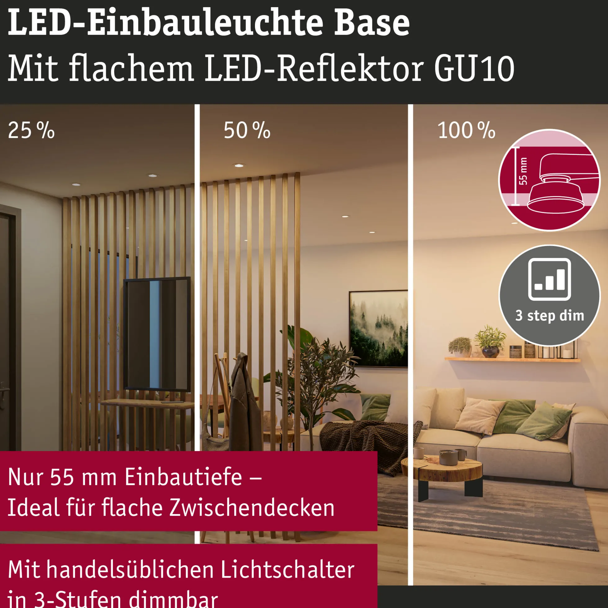 LED Einbauleuchte - Base GU10 Flat schwenkbar