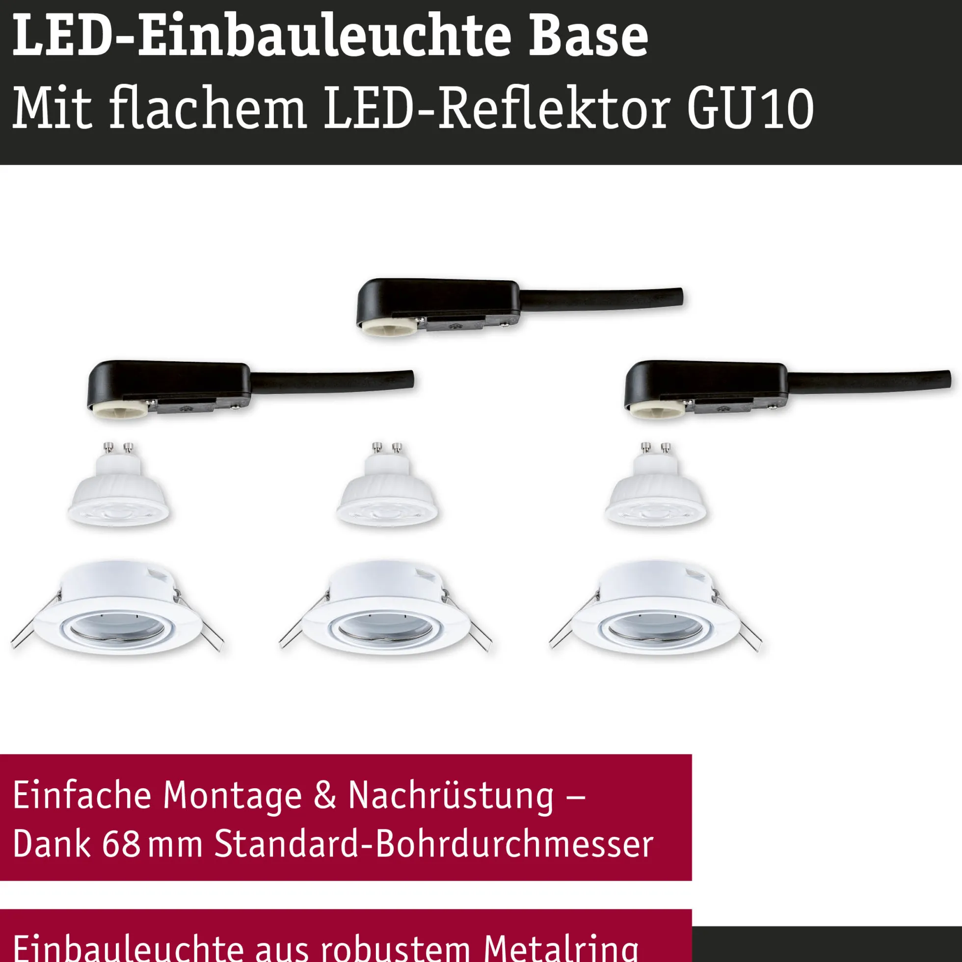 LED Einbauleuchte - Base GU10 Flat schwenkbar