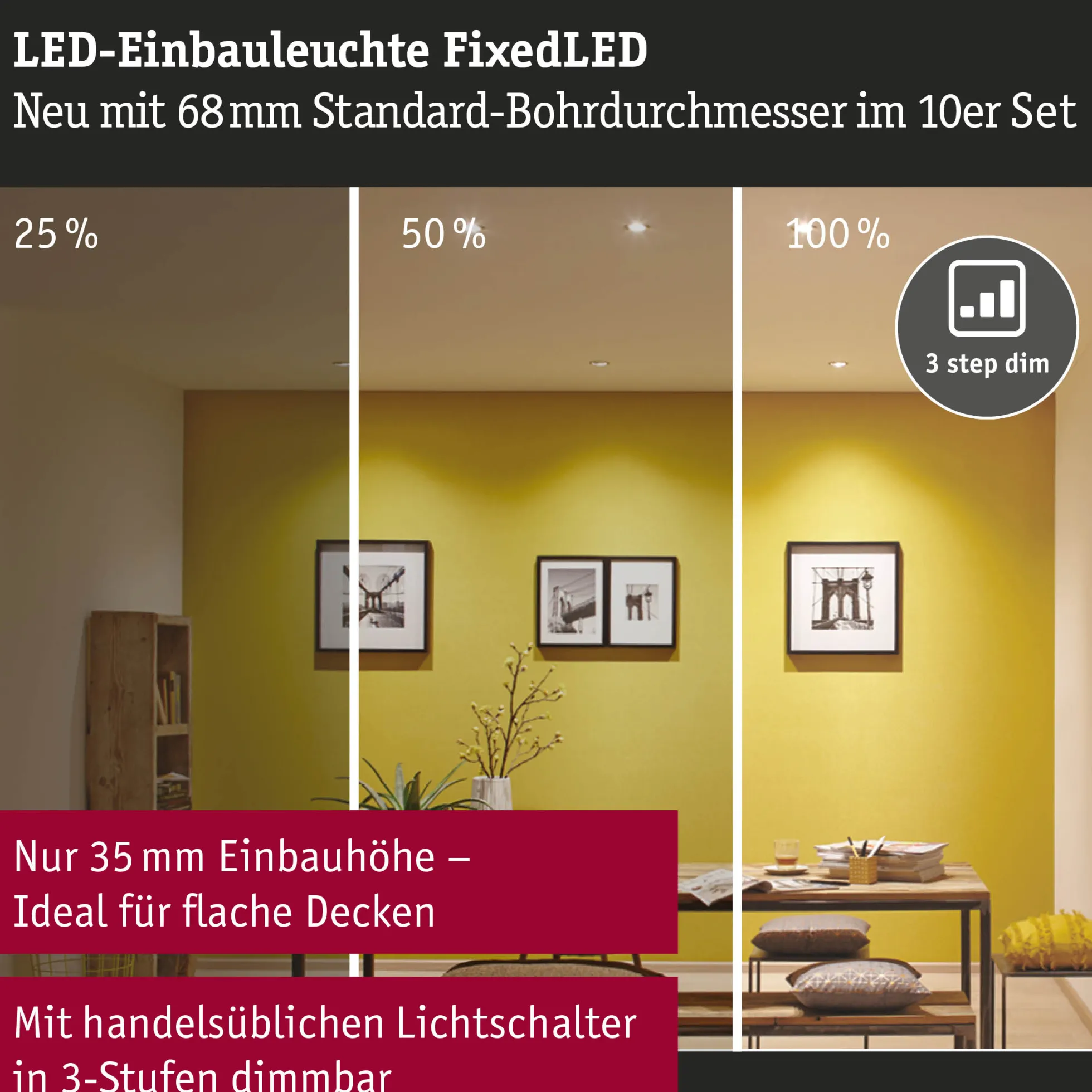 LED Einbauleuchte - FixedLED 10er-Set schwenkbar