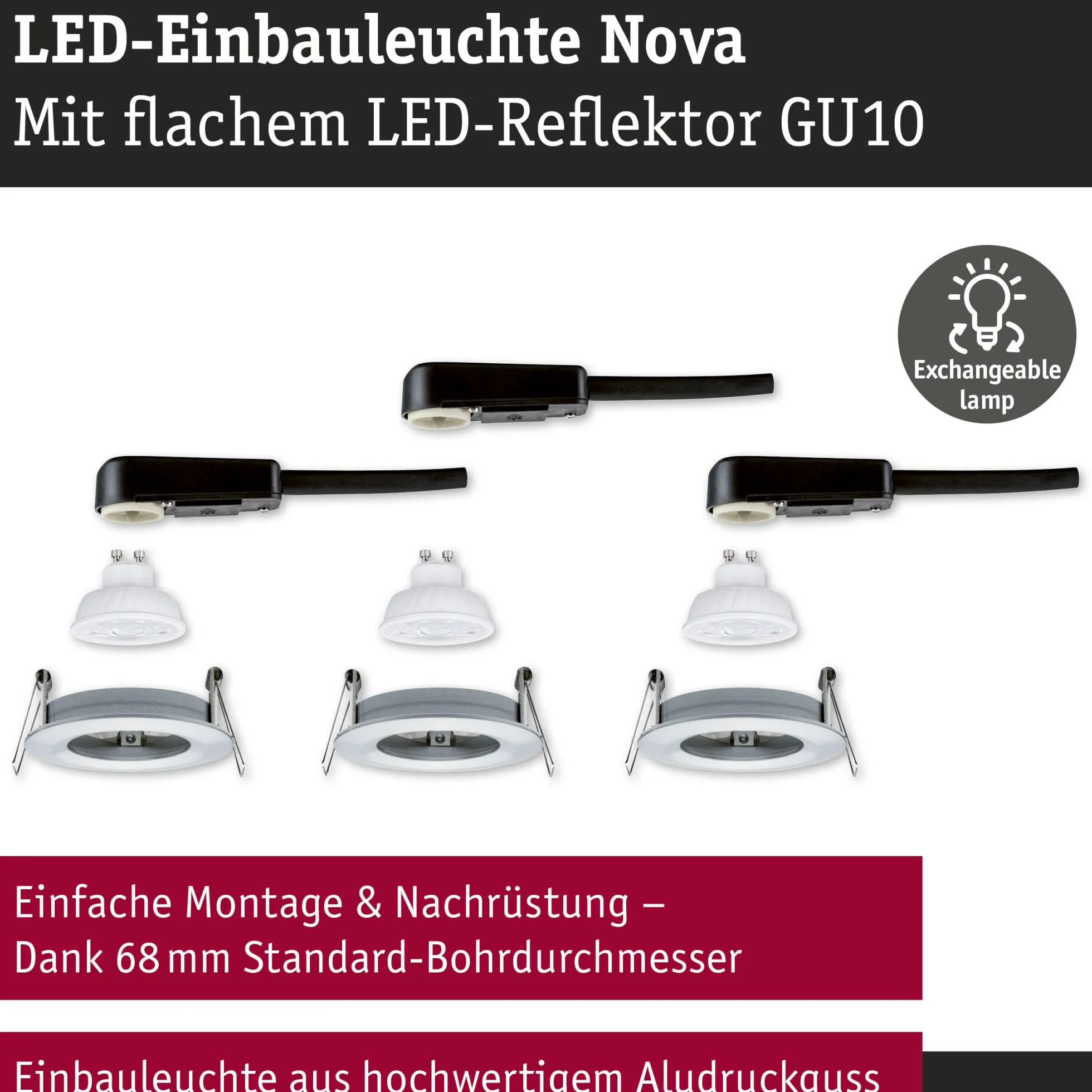 LED Einbauleuchte - Nova GU10 Flat starr