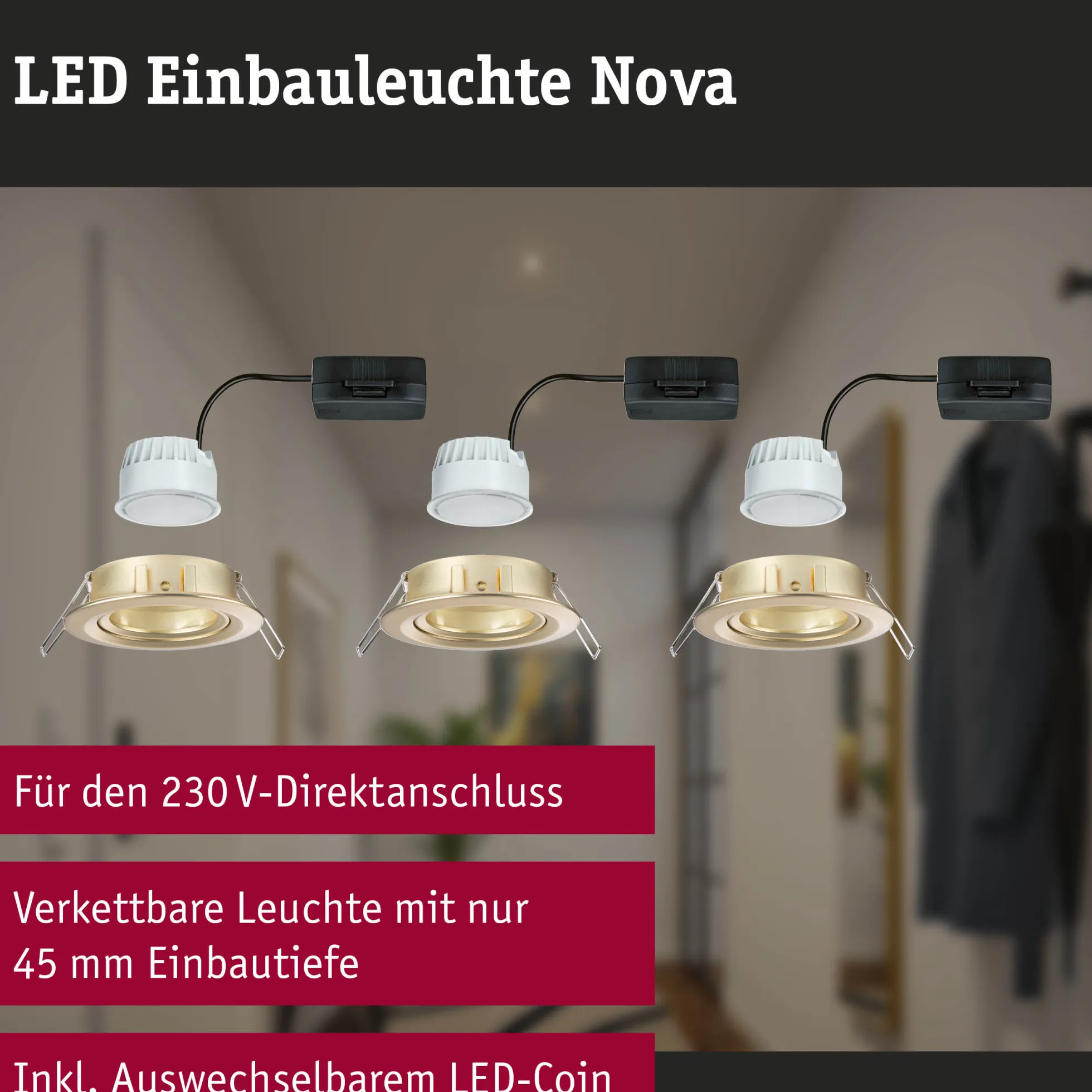 LED Einbauleuchte - Nova 3er-Set