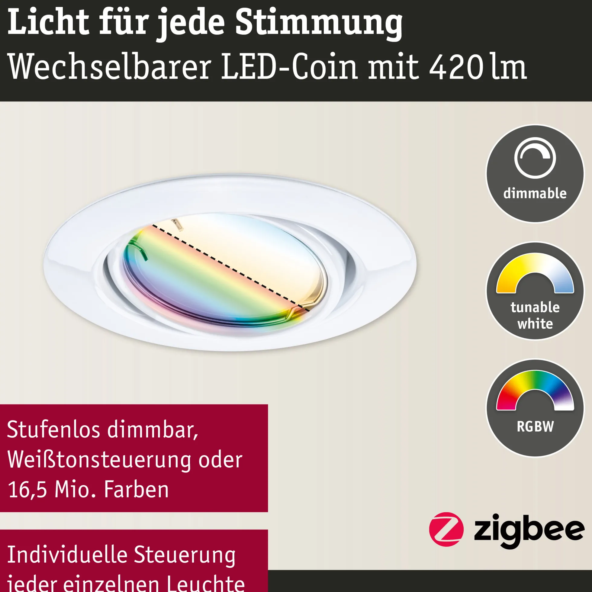 LED Einbauleuchte Smart Home Zigbee 3.0 - Base Basisset schwenkbar