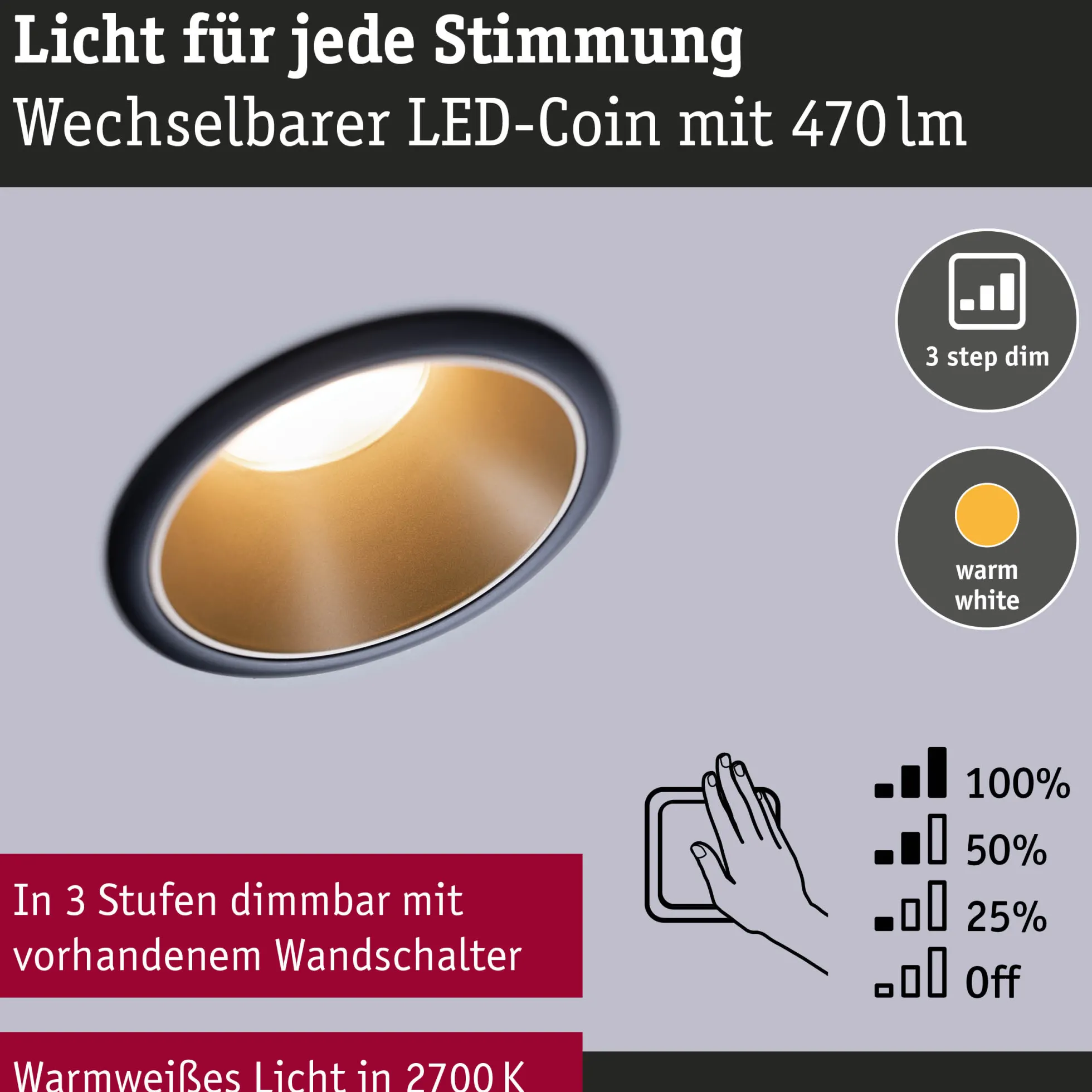 LED Einbauleuchte 3-Step-Dim - Cole 6er-Set