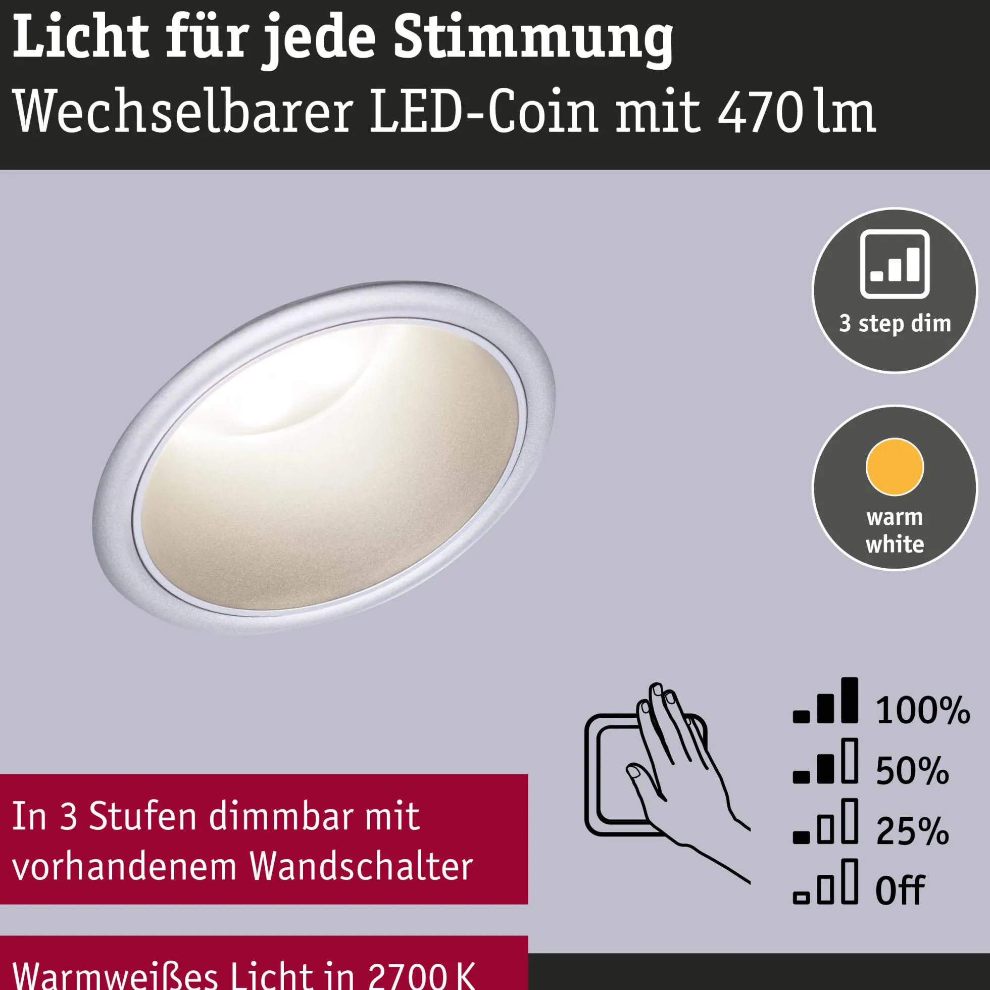 LED Einbauleuchte 3-Step-Dim - Cole 1er-Set
