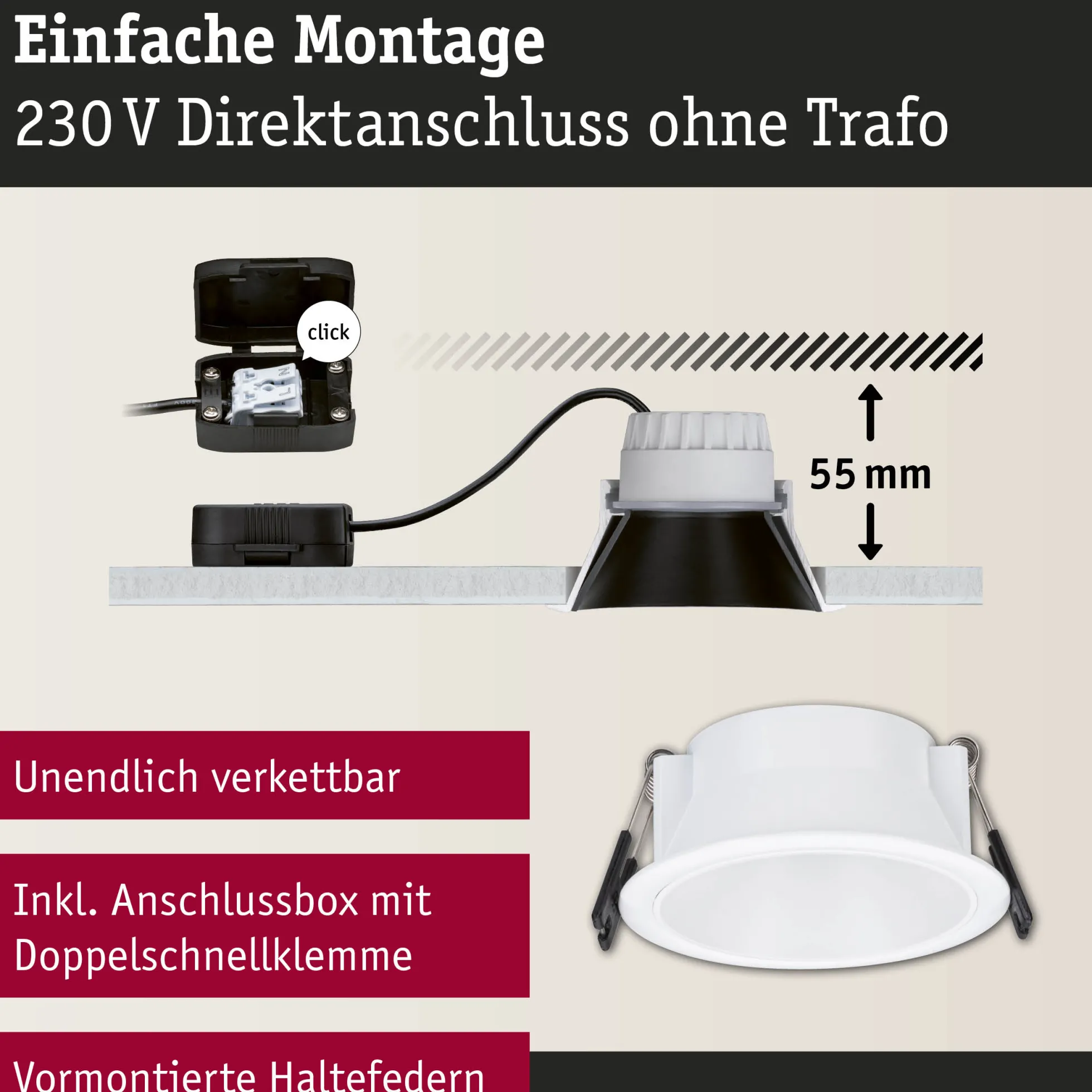 LED Einbauleuchte 3-Step-Dim - Cole 1er-Set
