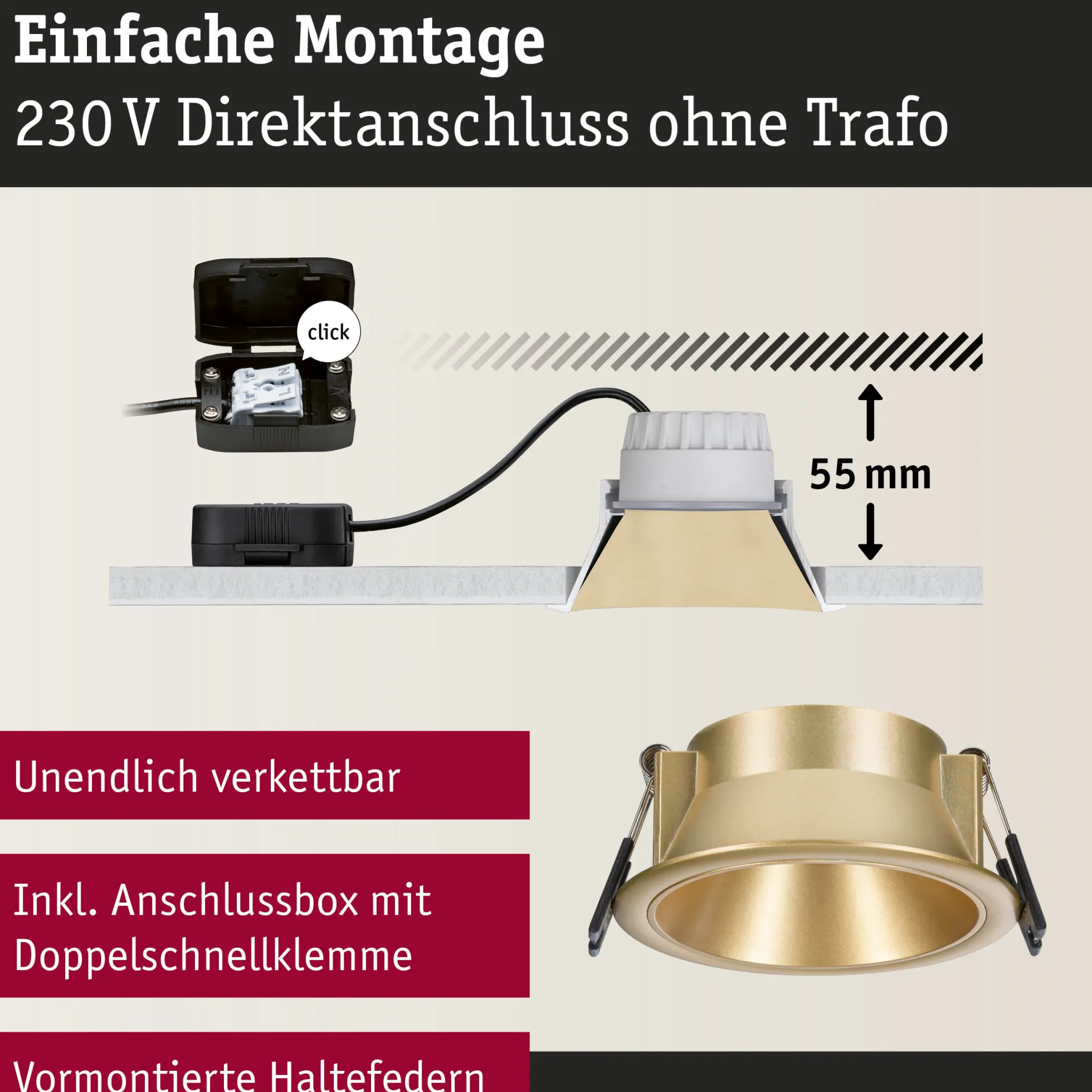 LED Einbauleuchte 3-Step-Dim - Cole 1er-Set