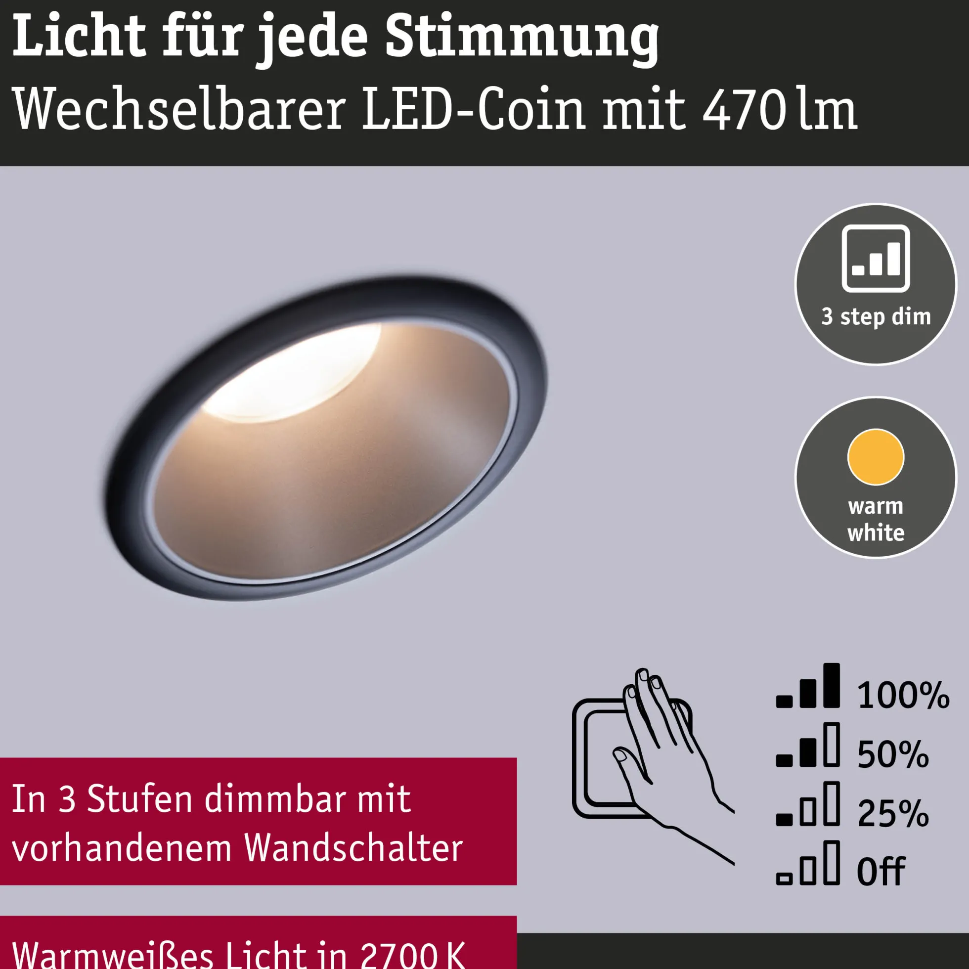 LED Einbauleuchte 3-Step-Dim - Cole 6er-Set