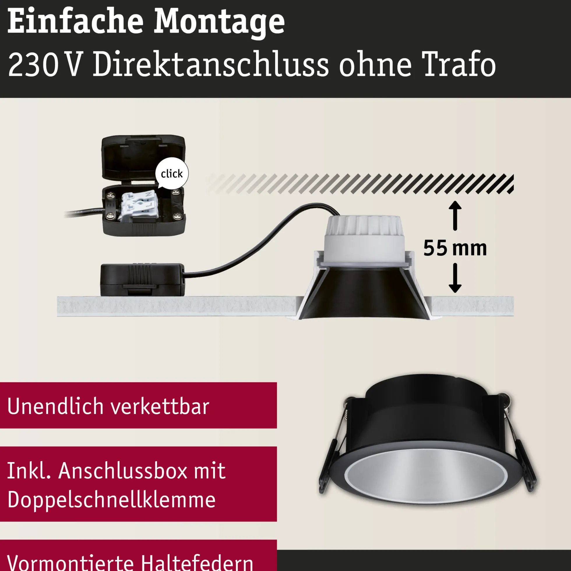 LED Einbauleuchte 3-Step-Dim - Cole 6er-Set