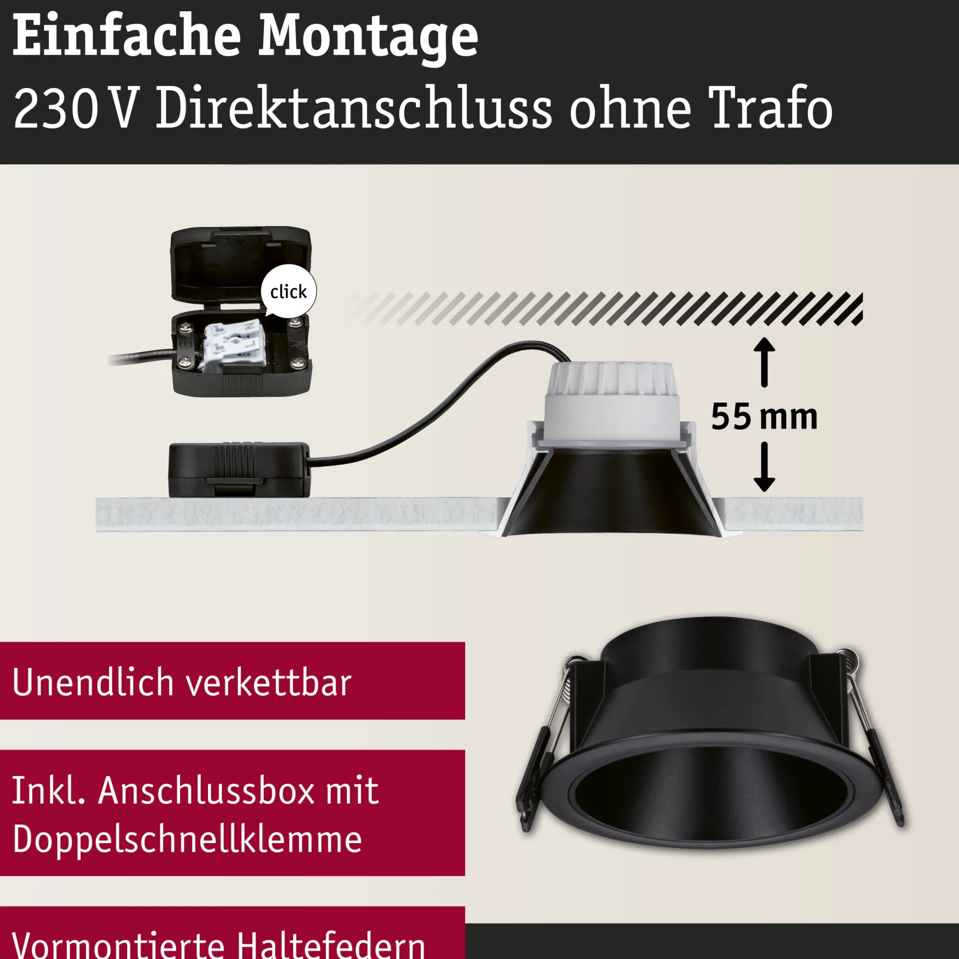 LED Einbauleuchte 3-Step-Dim - Cole 1er-Set
